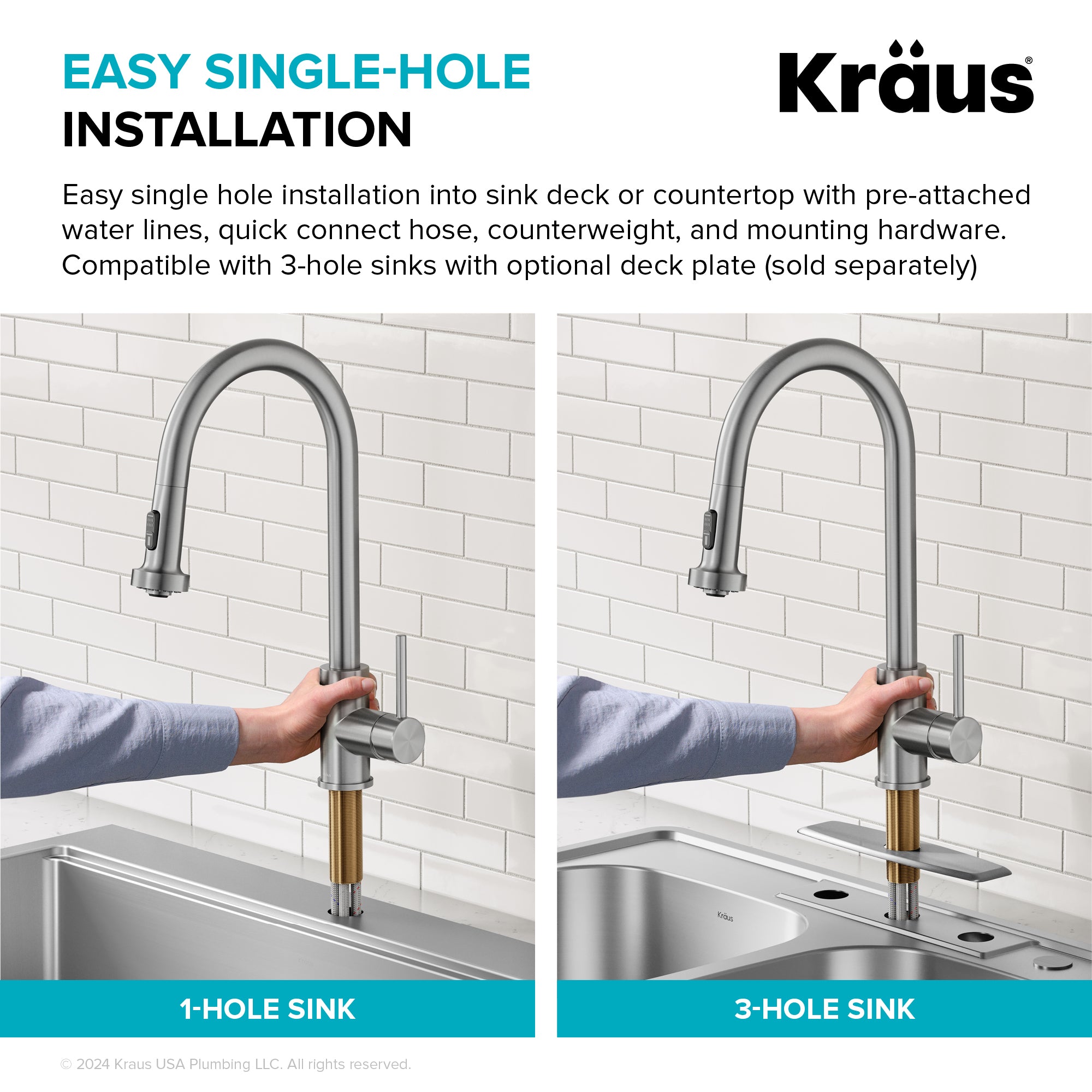 KRAUS 2-Function Single Handle Pull Down Kitchen Faucet in Matte Black