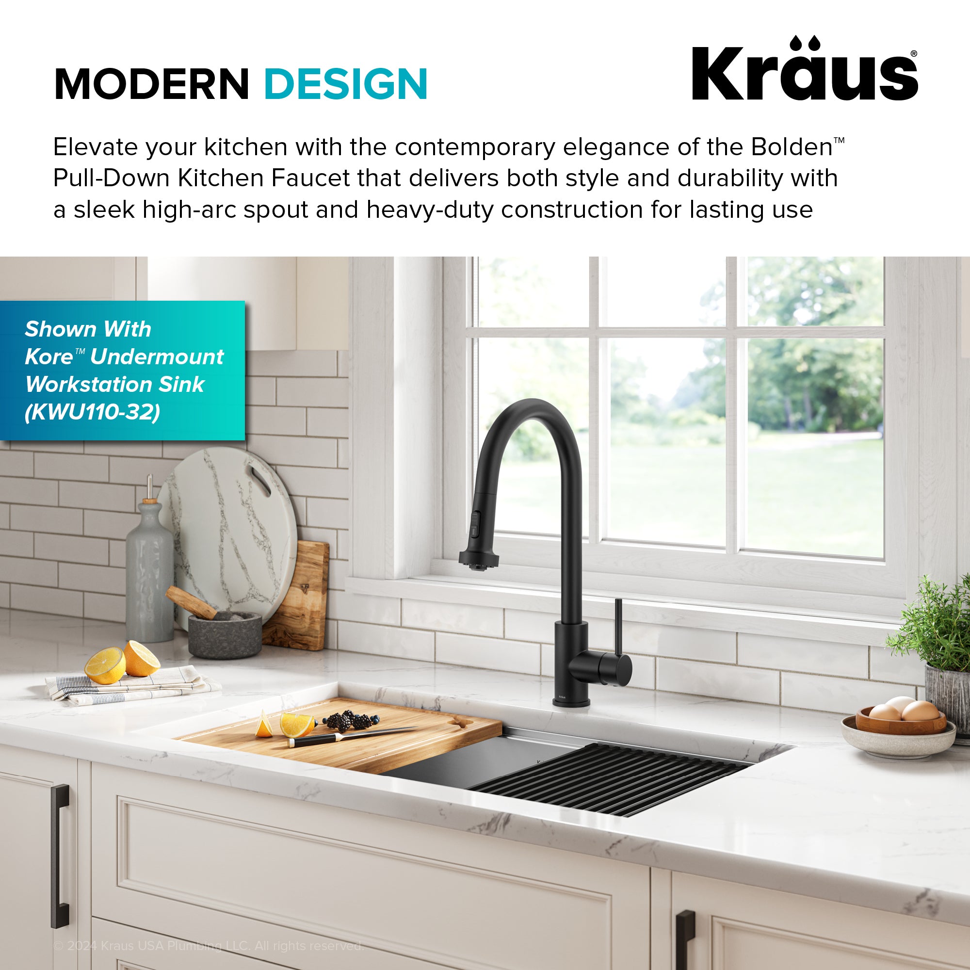 KRAUS 2-Function Single Handle Pull Down Kitchen Faucet in Matte Black