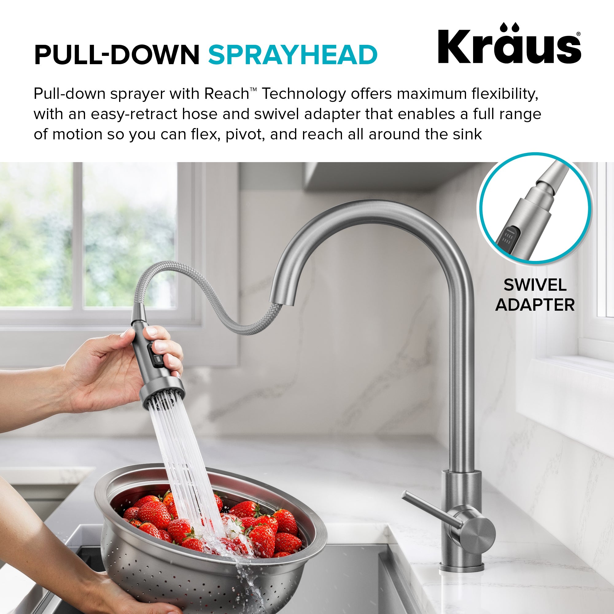 KRAUS 2-Function Single Handle Pull Down Kitchen Faucet in Matte Black