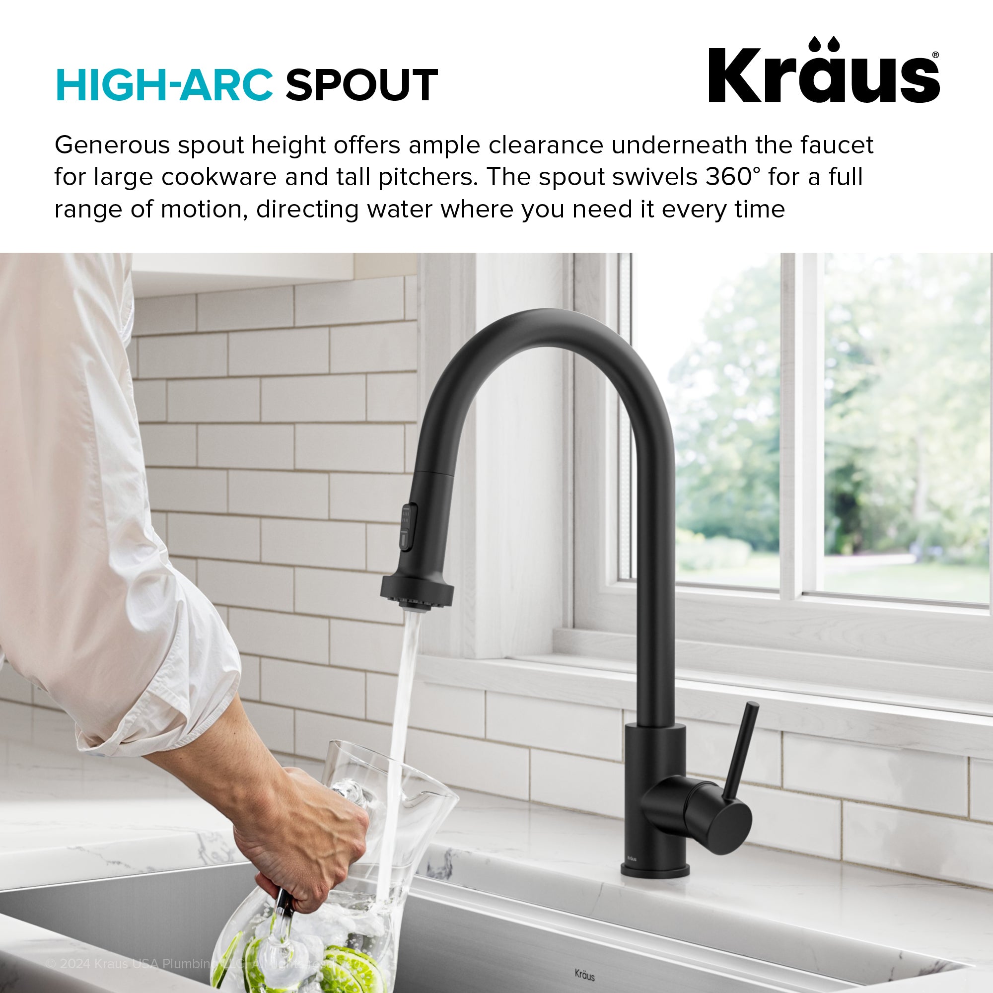 KRAUS 2-Function Single Handle Pull Down Kitchen Faucet in Matte Black