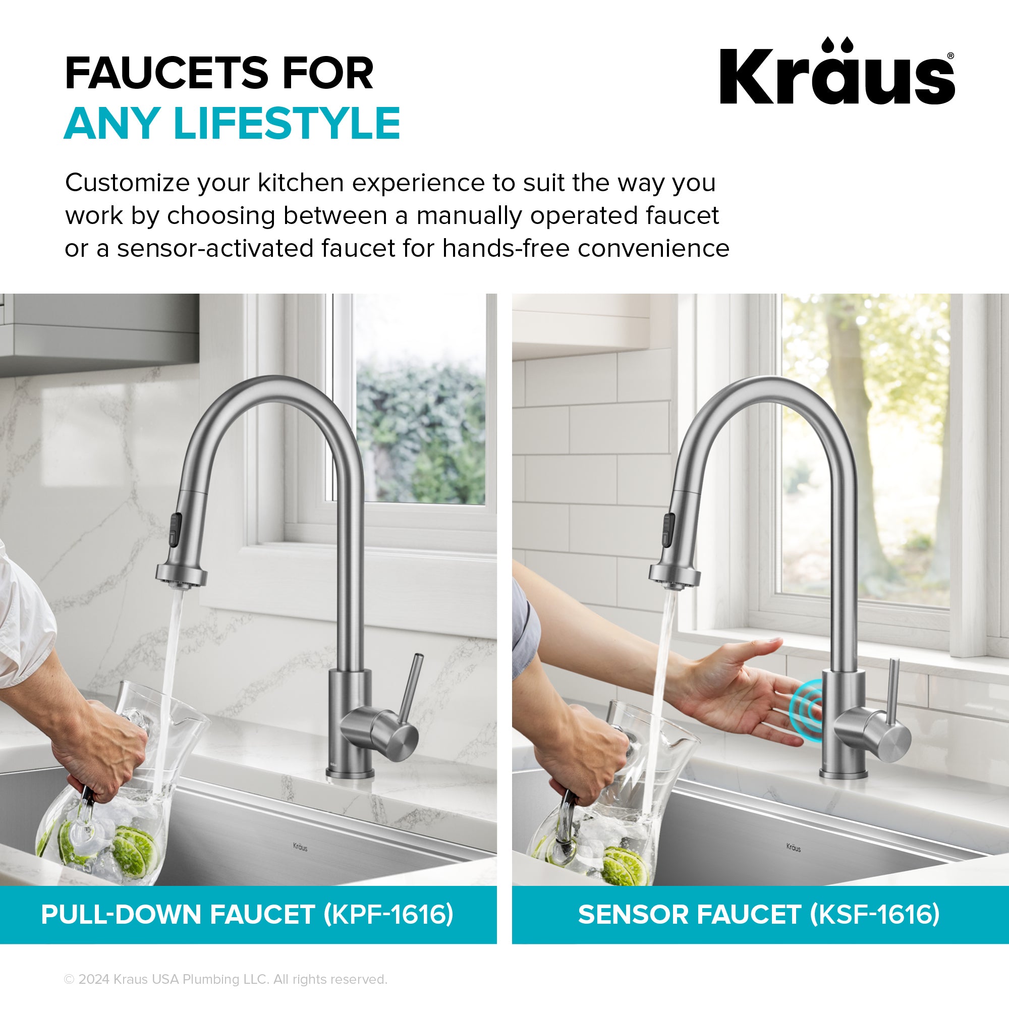 KRAUS 2-Function Single Handle Pull Down Kitchen Faucet in Spot-Free Stainless