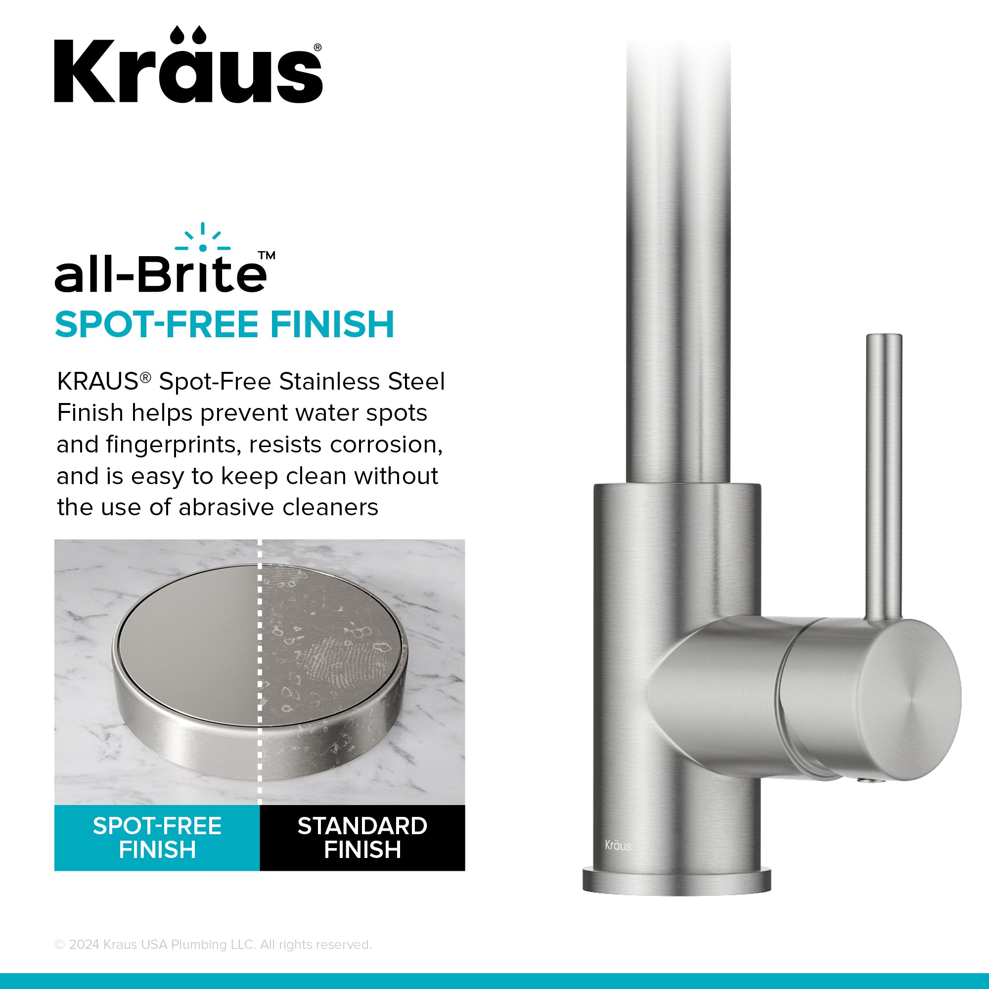 KRAUS 2-Function Single Handle Pull Down Kitchen Faucet in Spot-Free Stainless