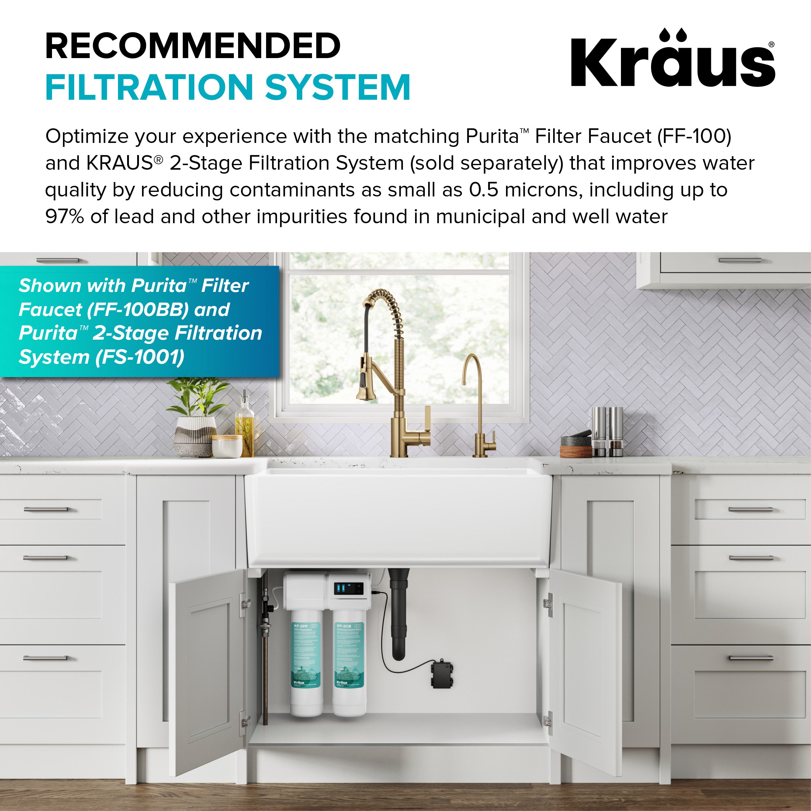 KRAUS Britt Single Handle Pull Down Kitchen Faucet in Spot-Free Brushed Brass