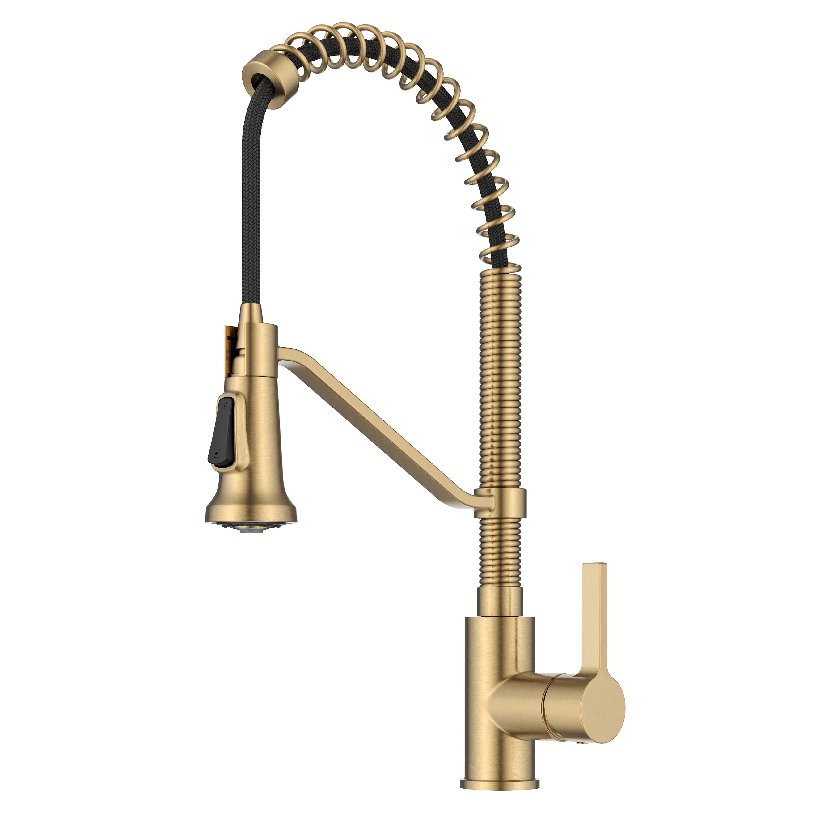 KRAUS Britt Single Handle Pull Down Kitchen Faucet in Spot-Free Brushed Brass