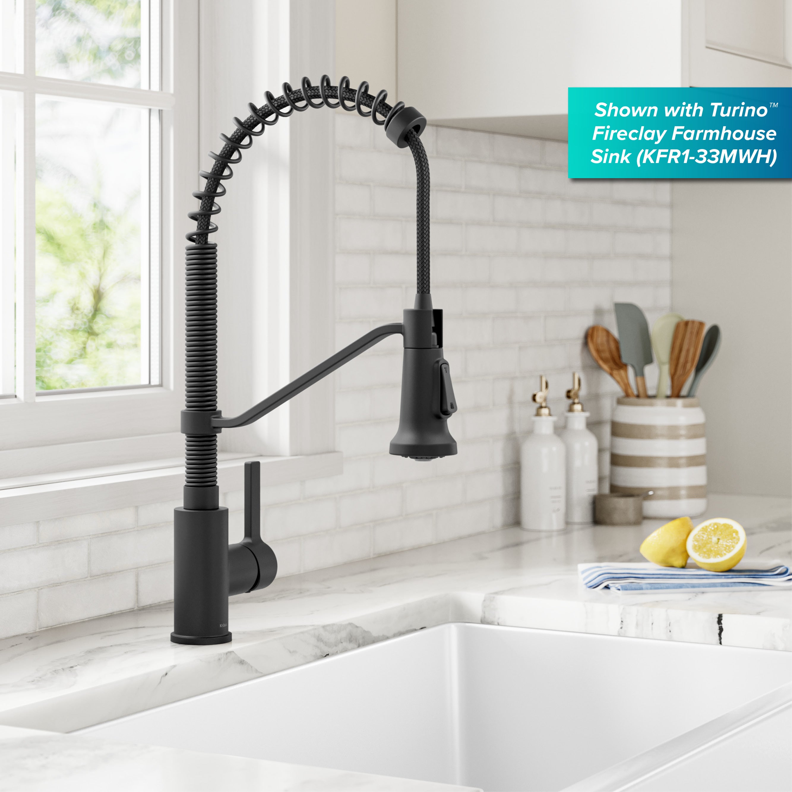 KRAUS Britt Single Handle Pull Down Kitchen Faucet in Matte Black