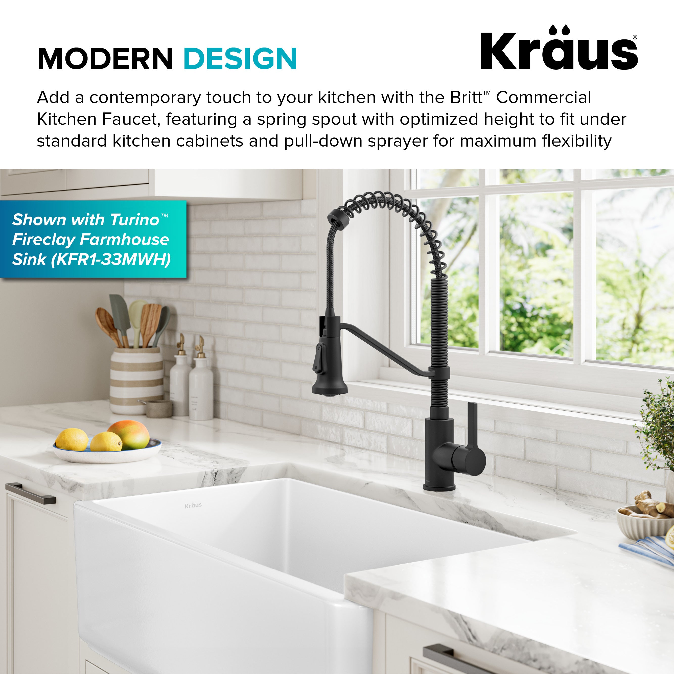 KRAUS Britt Single Handle Pull Down Kitchen Faucet in Matte Black