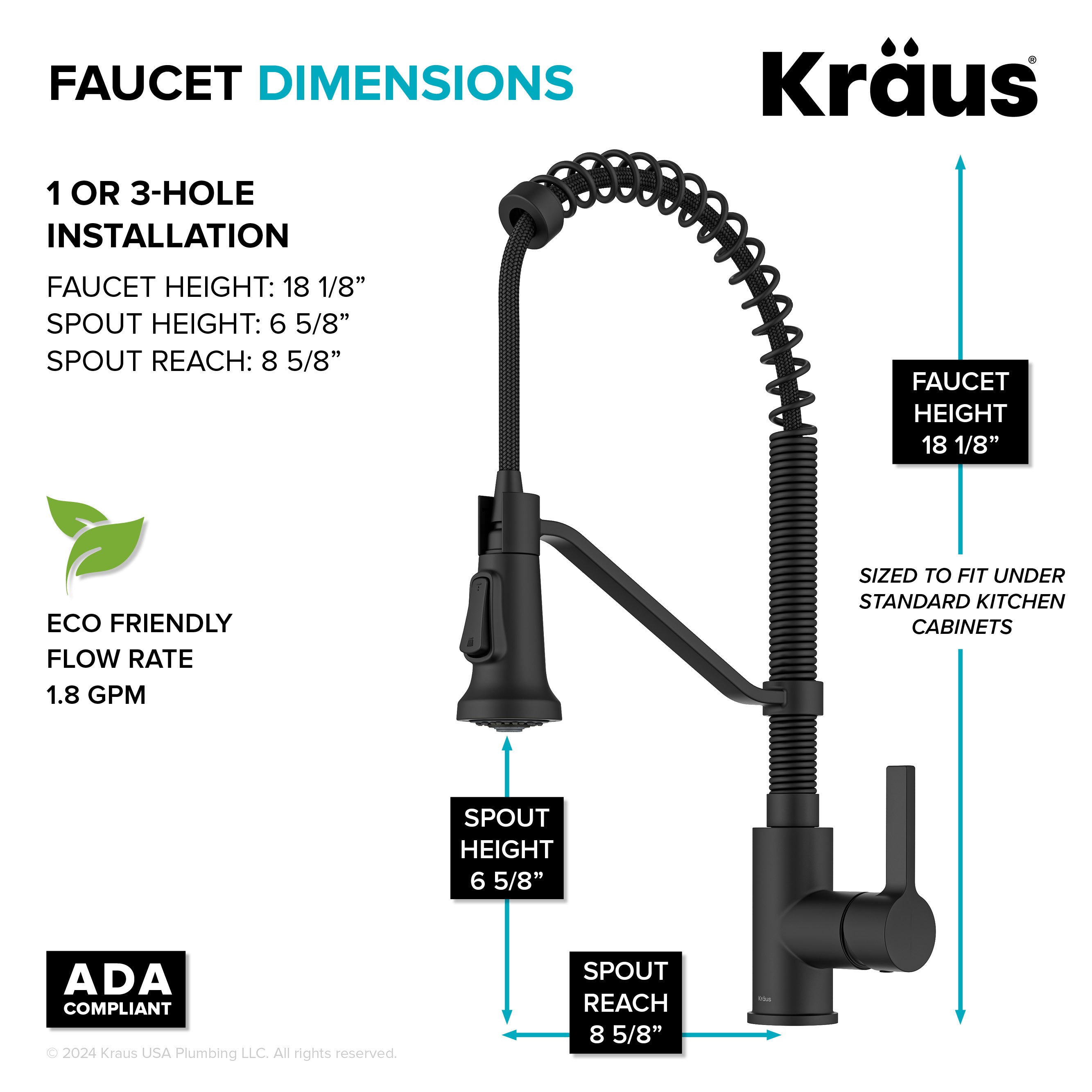 KRAUS Britt Single Handle Pull Down Kitchen Faucet in Matte Black