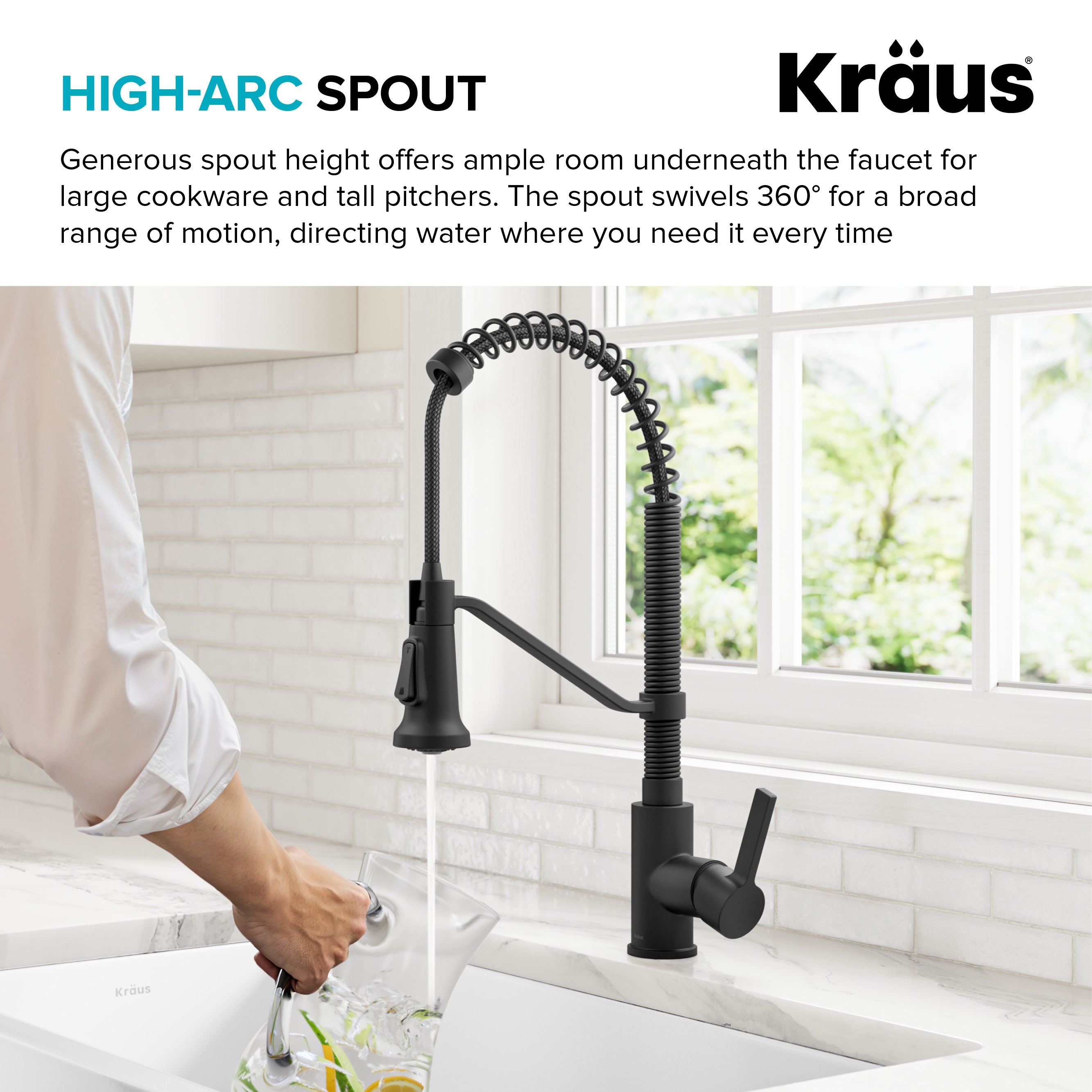 KRAUS Britt Single Handle Pull Down Kitchen Faucet in Matte Black