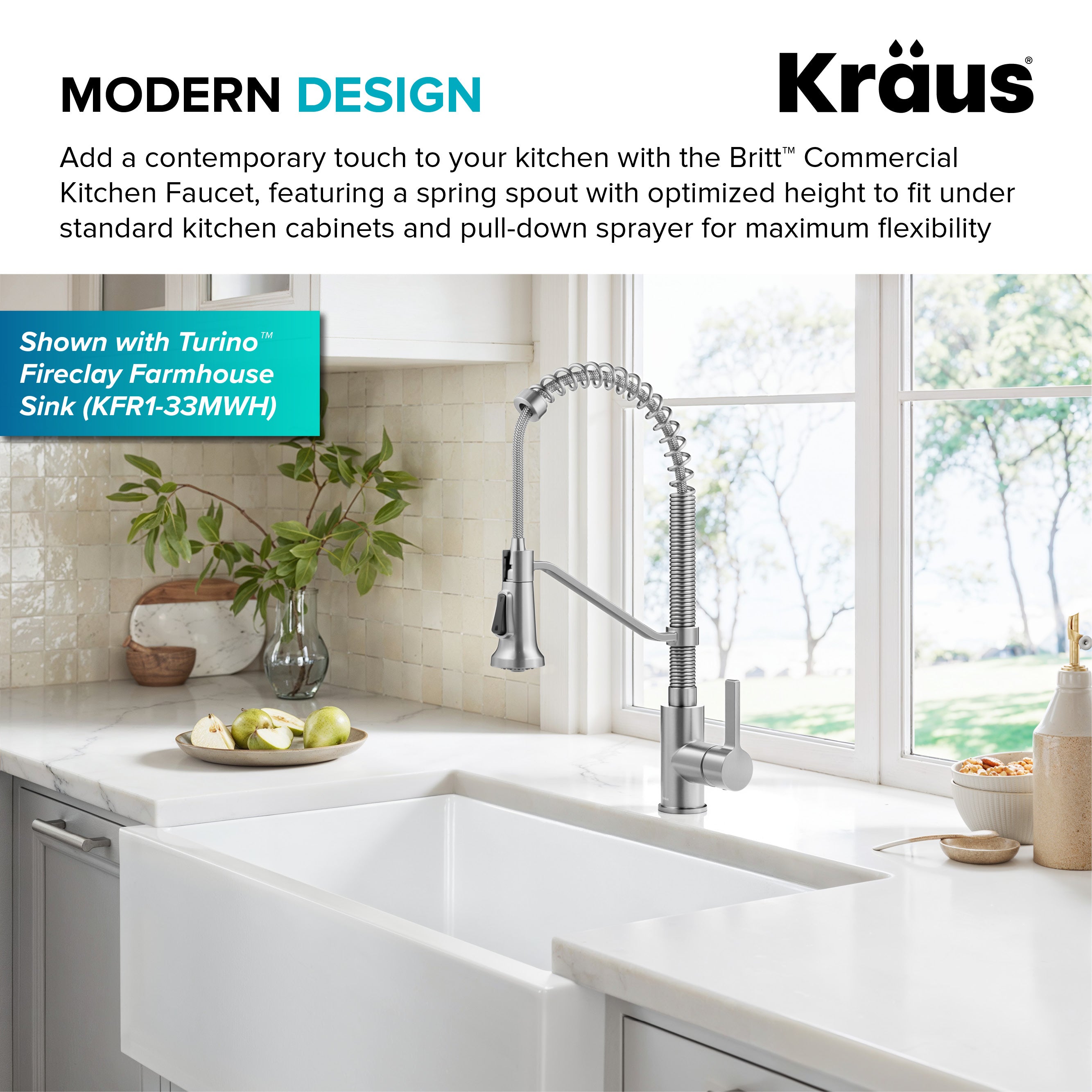 KRAUS Britt Single Handle Pull Down Kitchen Faucet in Spot-Free Stainless Steel