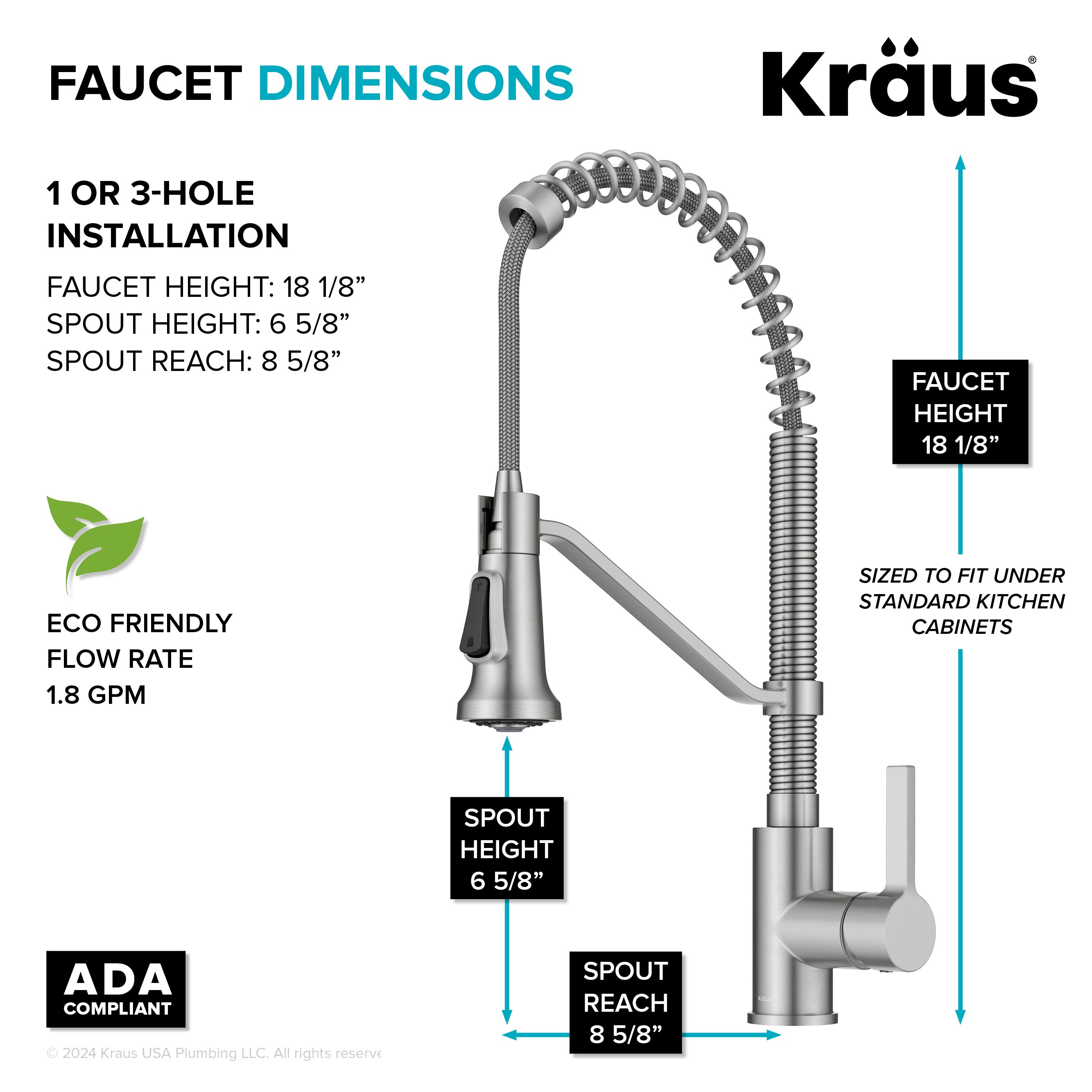 KRAUS Britt Single Handle Pull Down Kitchen Faucet in Spot-Free Stainless Steel