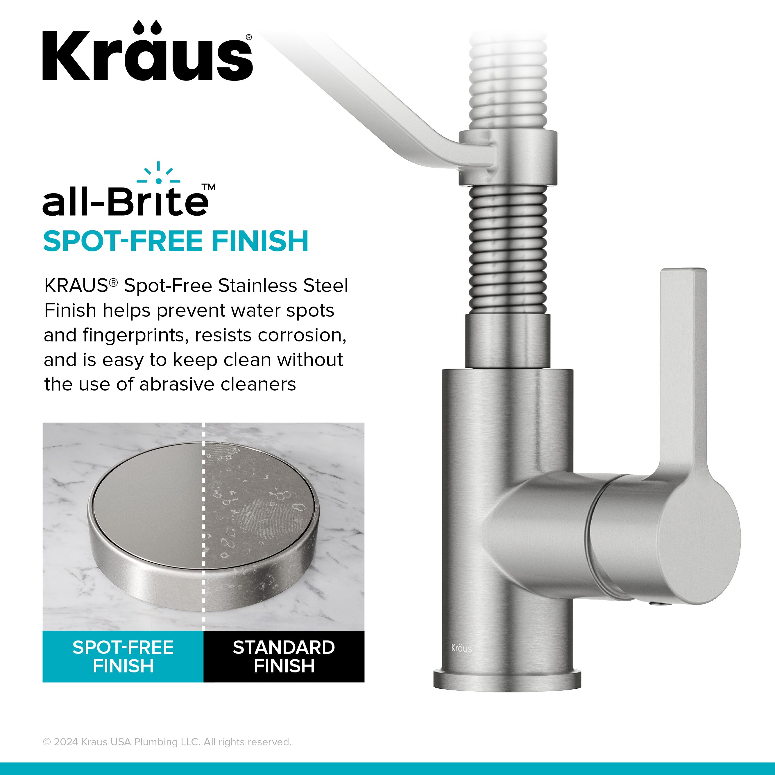 KRAUS Britt Single Handle Pull Down Kitchen Faucet in Spot-Free Stainless Steel