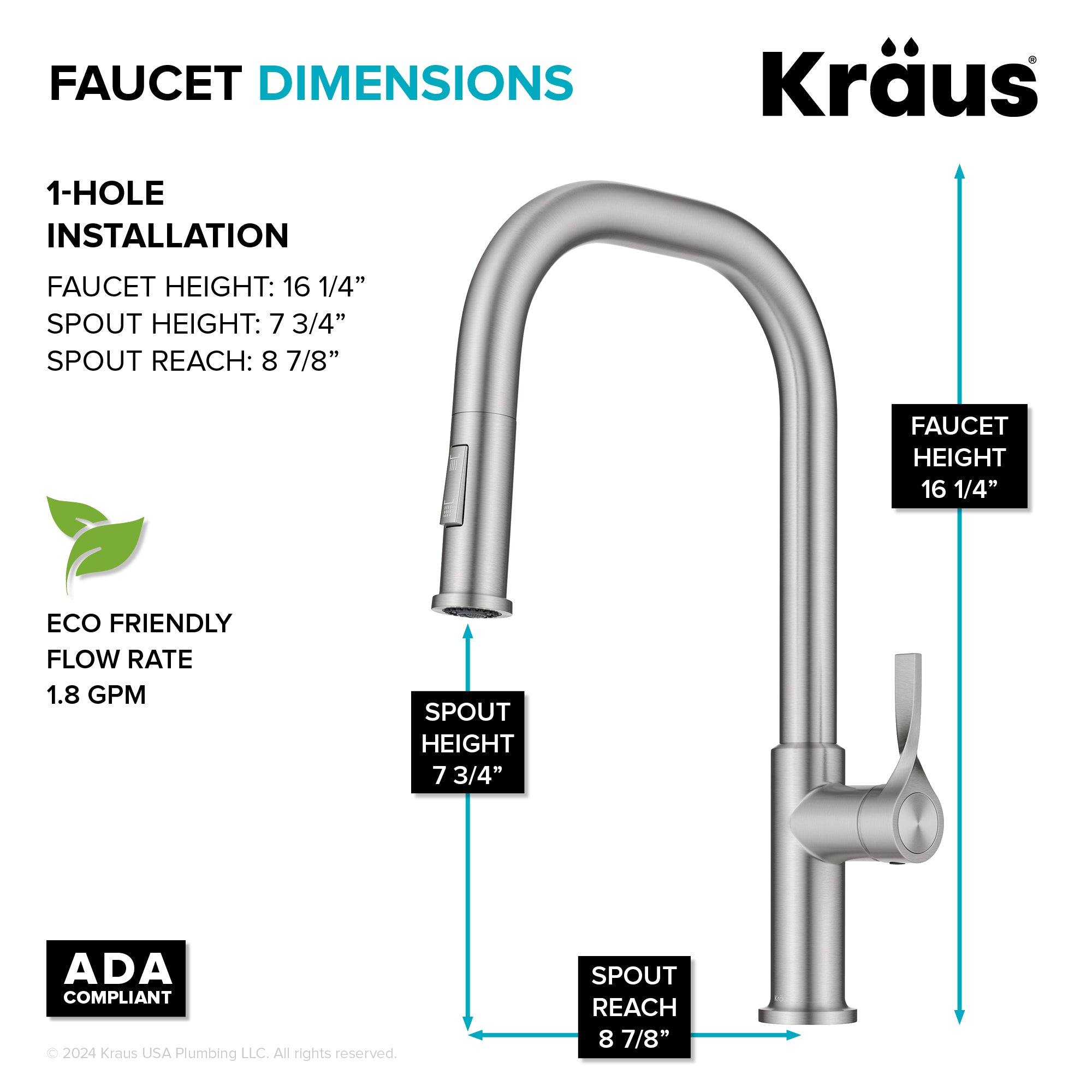 KRAUS Torak Single Handle Pull Down Kitchen Faucet in Spot-Free Stainless
