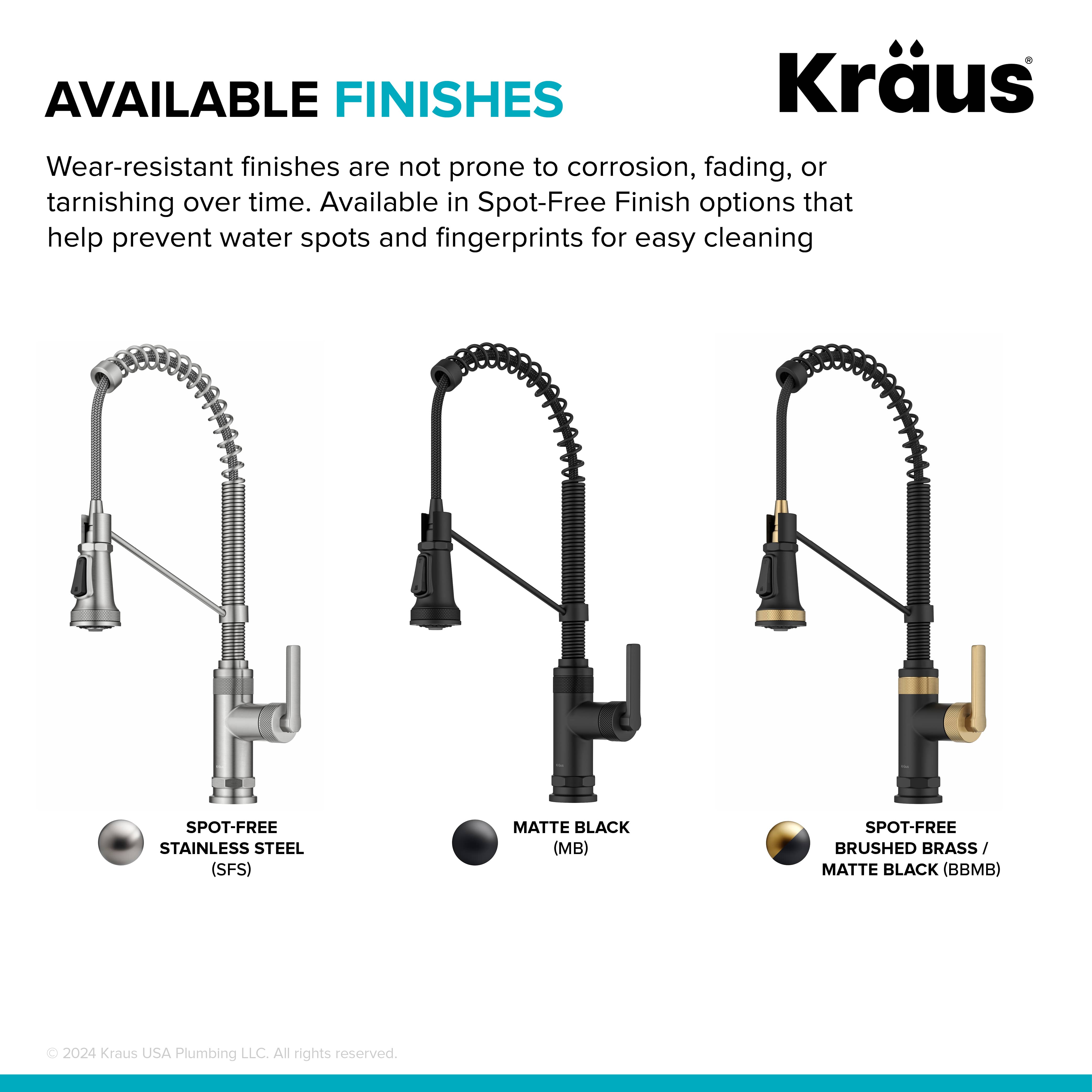 KRAUS Allyn Single Handle Pull Down Kitchen Faucet in Matte Black & Brushed Brass