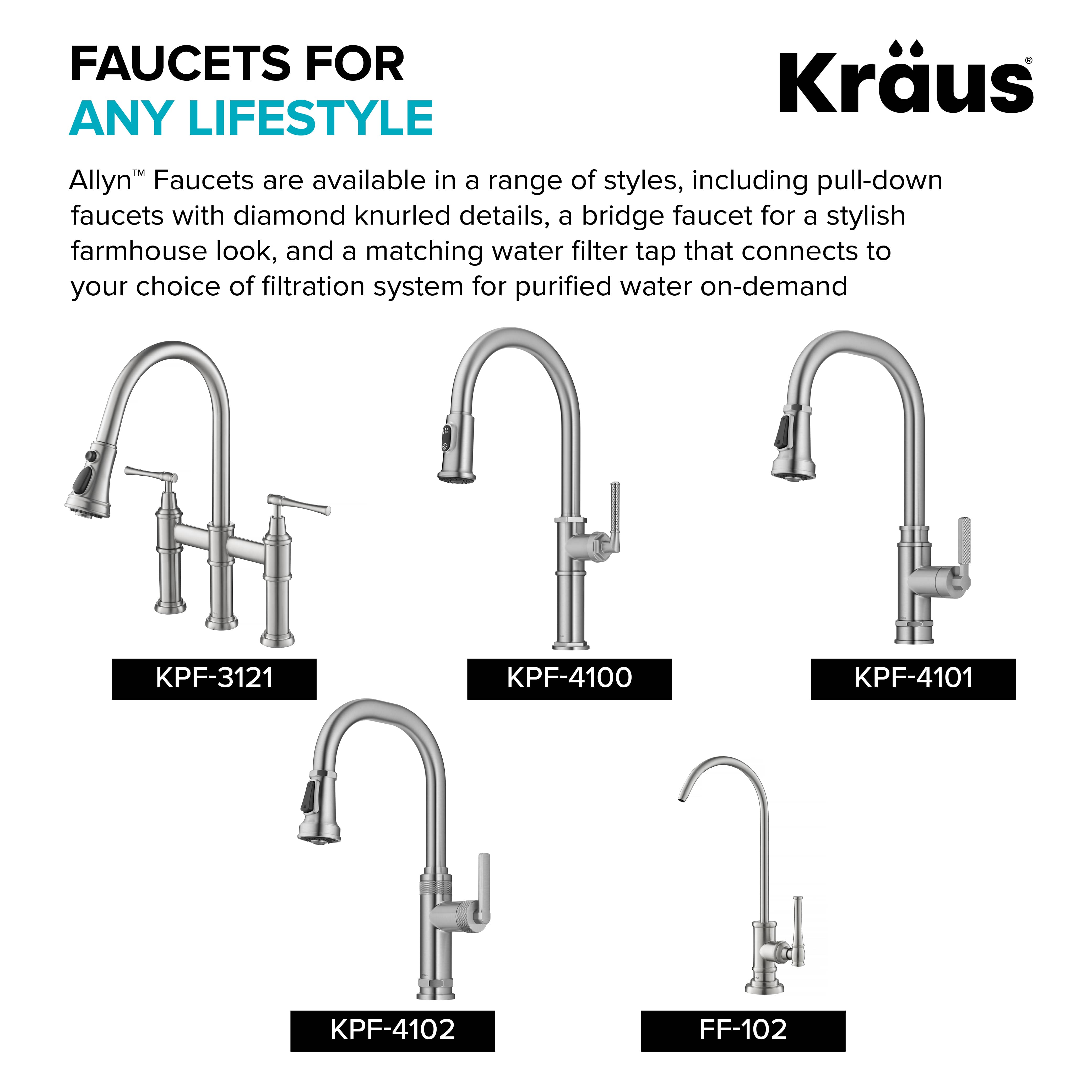 KRAUS Allyn Single Handle Pull Down Kitchen Faucet in Matte Black & Brushed Brass