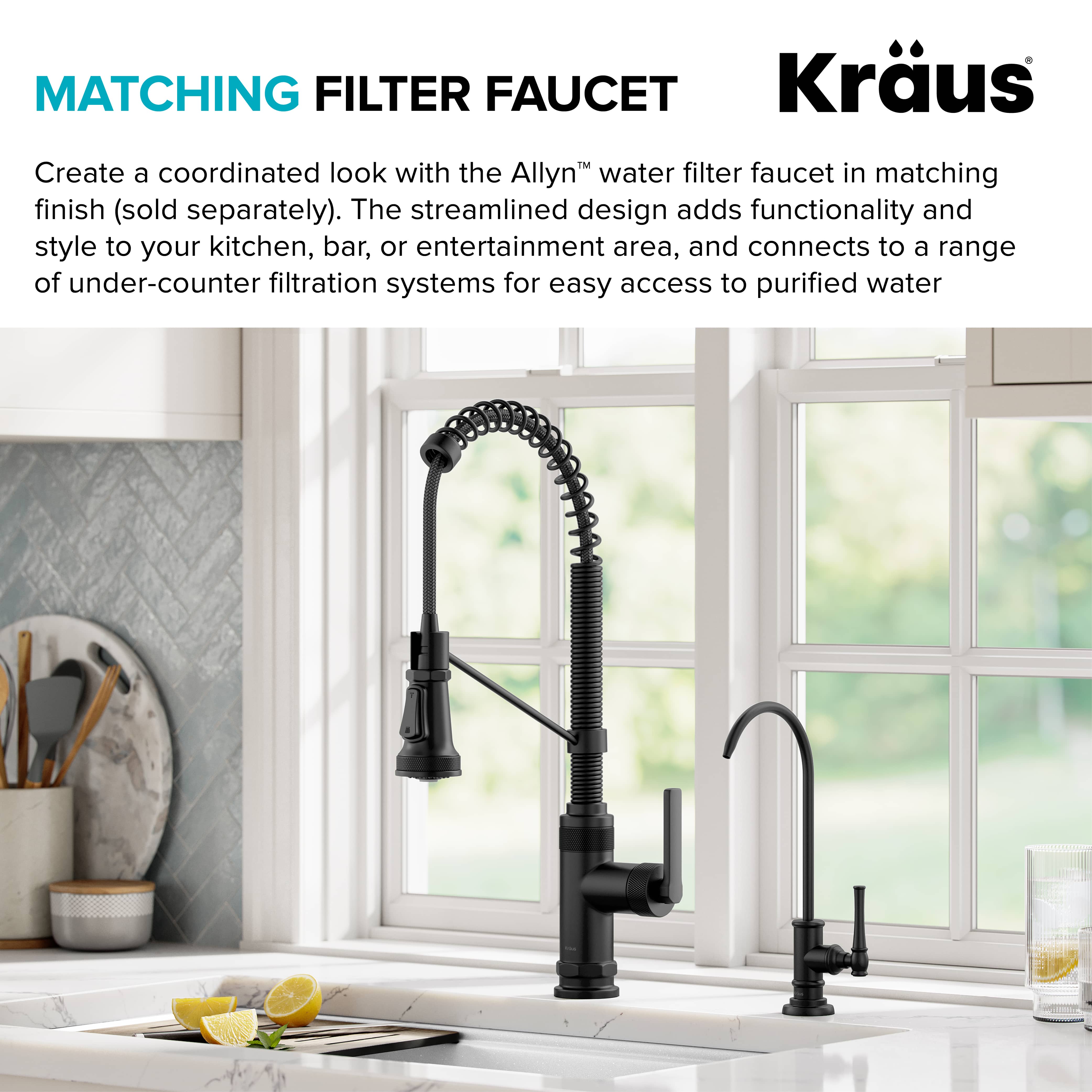 KRAUS Allyn Single Handle Pull Down Kitchen Faucet in Matte Black