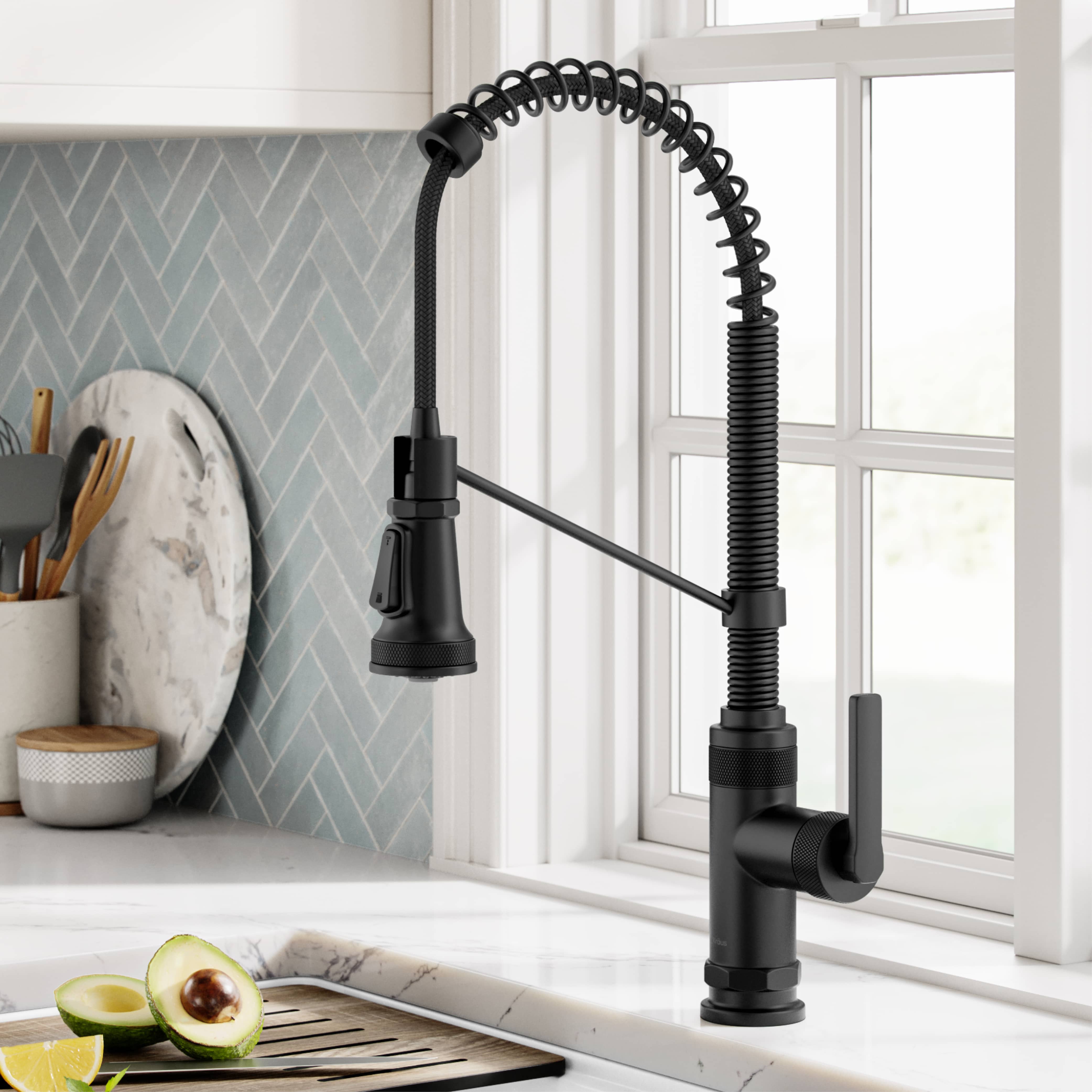 KRAUS Allyn Single Handle Pull Down Kitchen Faucet in Matte Black