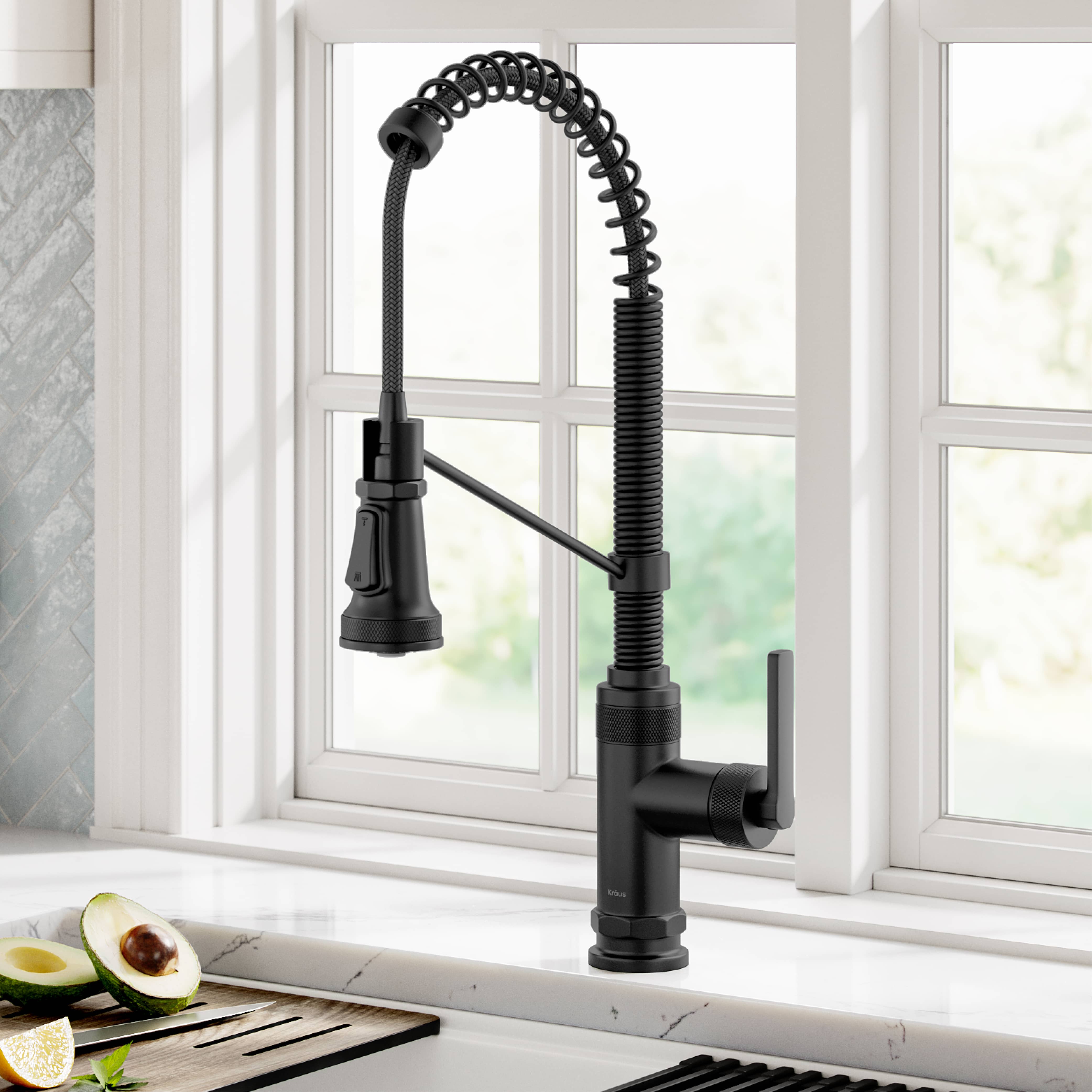 KRAUS Allyn Single Handle Pull Down Kitchen Faucet in Matte Black