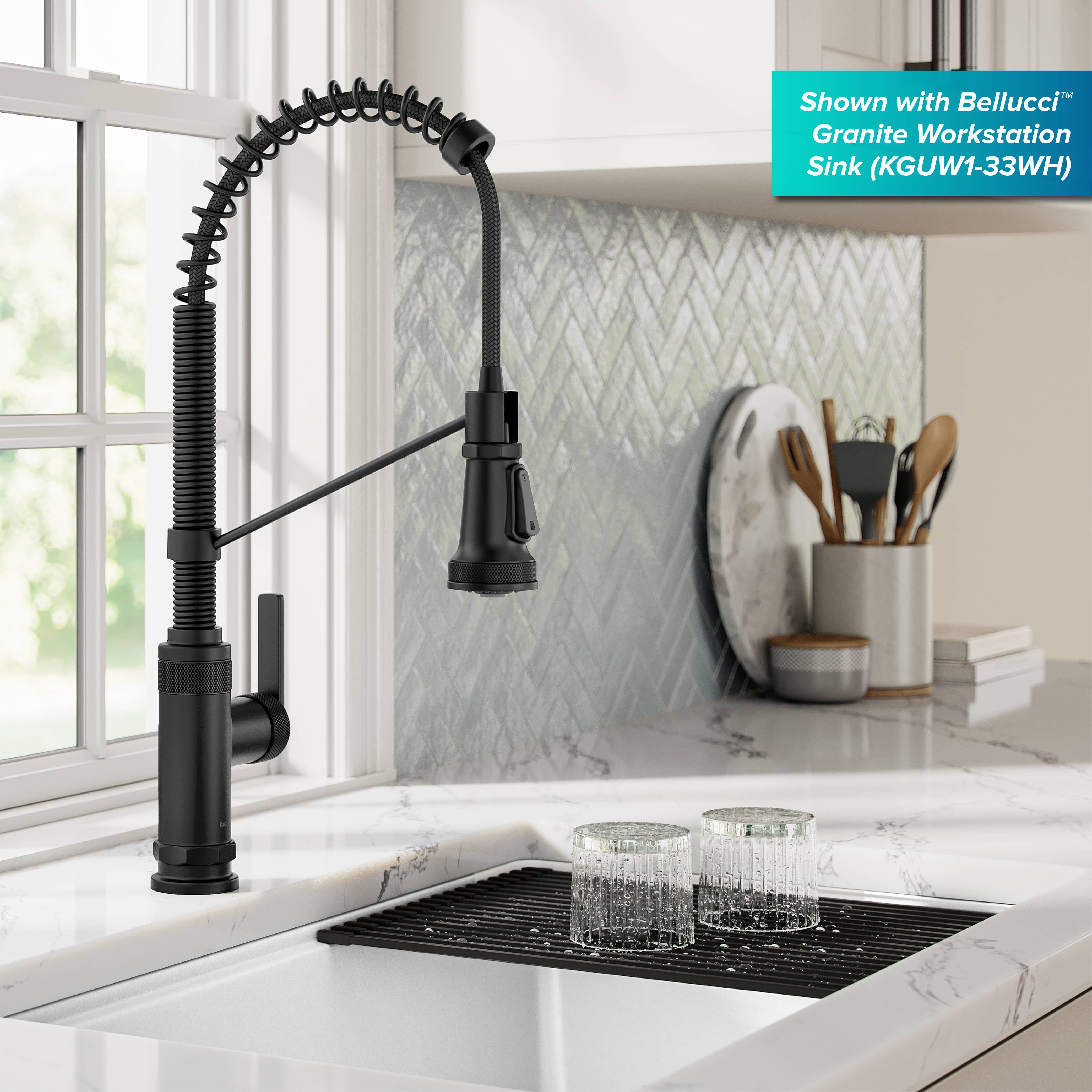 KRAUS Allyn Single Handle Pull Down Kitchen Faucet in Matte Black