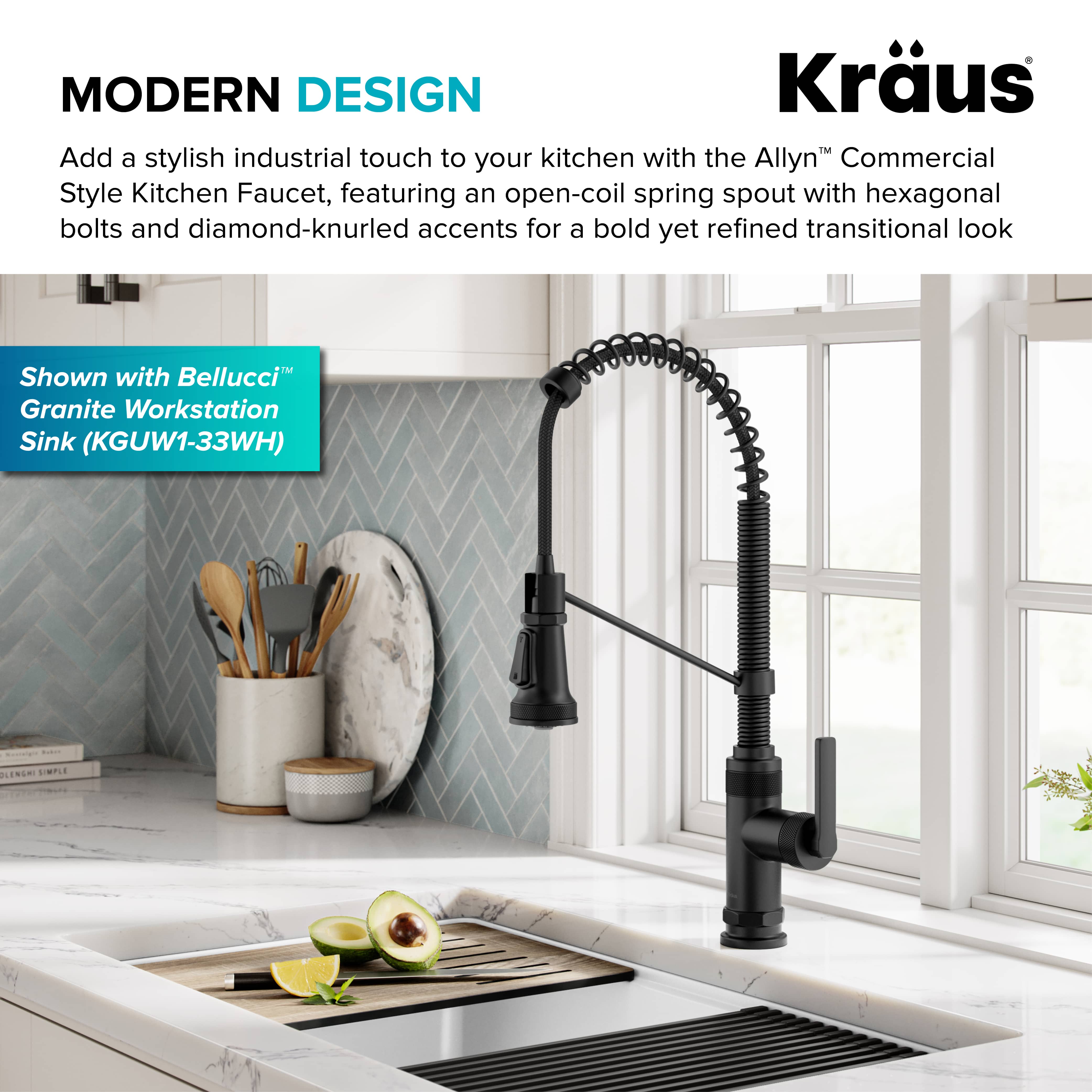 KRAUS Allyn Single Handle Pull Down Kitchen Faucet in Matte Black