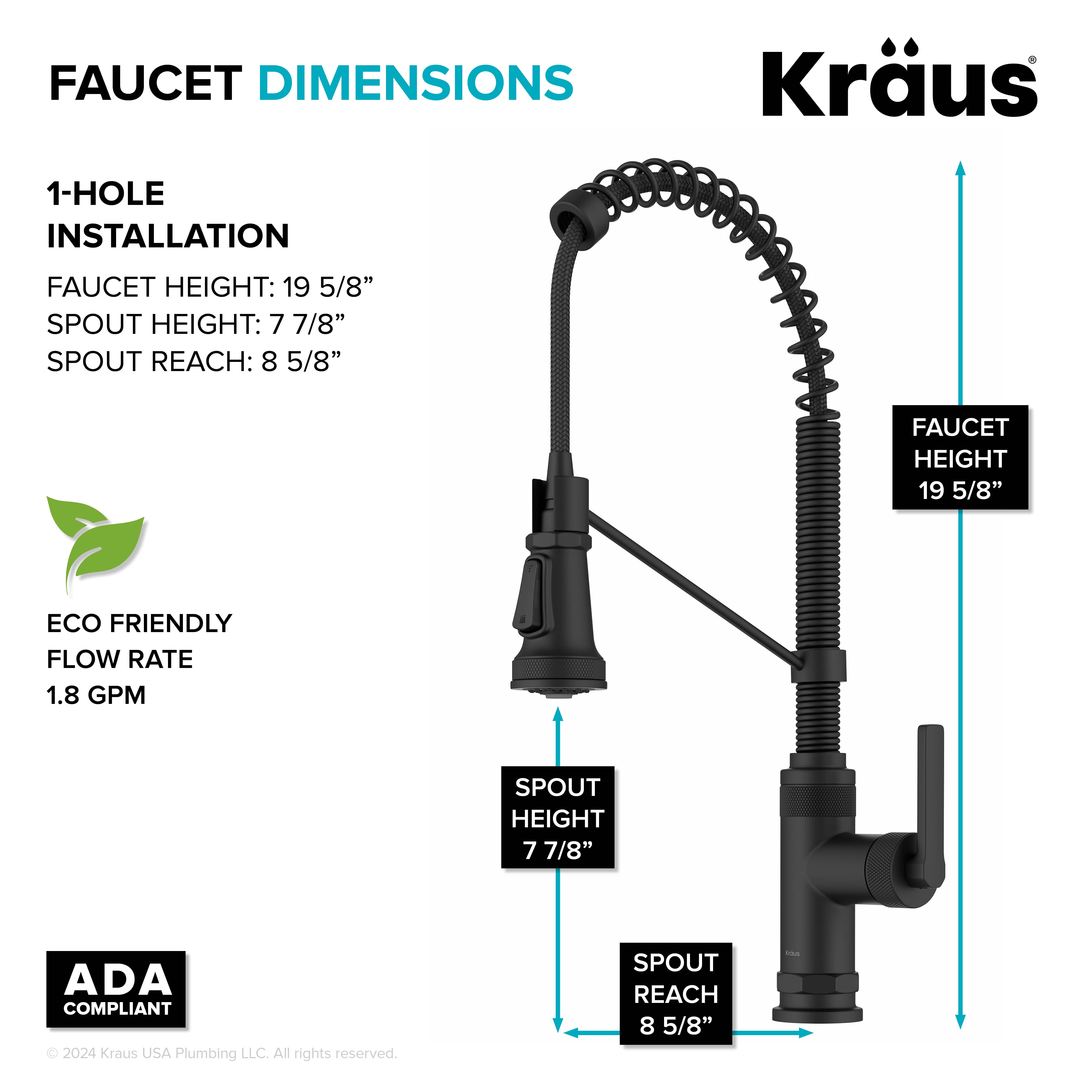 KRAUS Allyn Single Handle Pull Down Kitchen Faucet in Matte Black