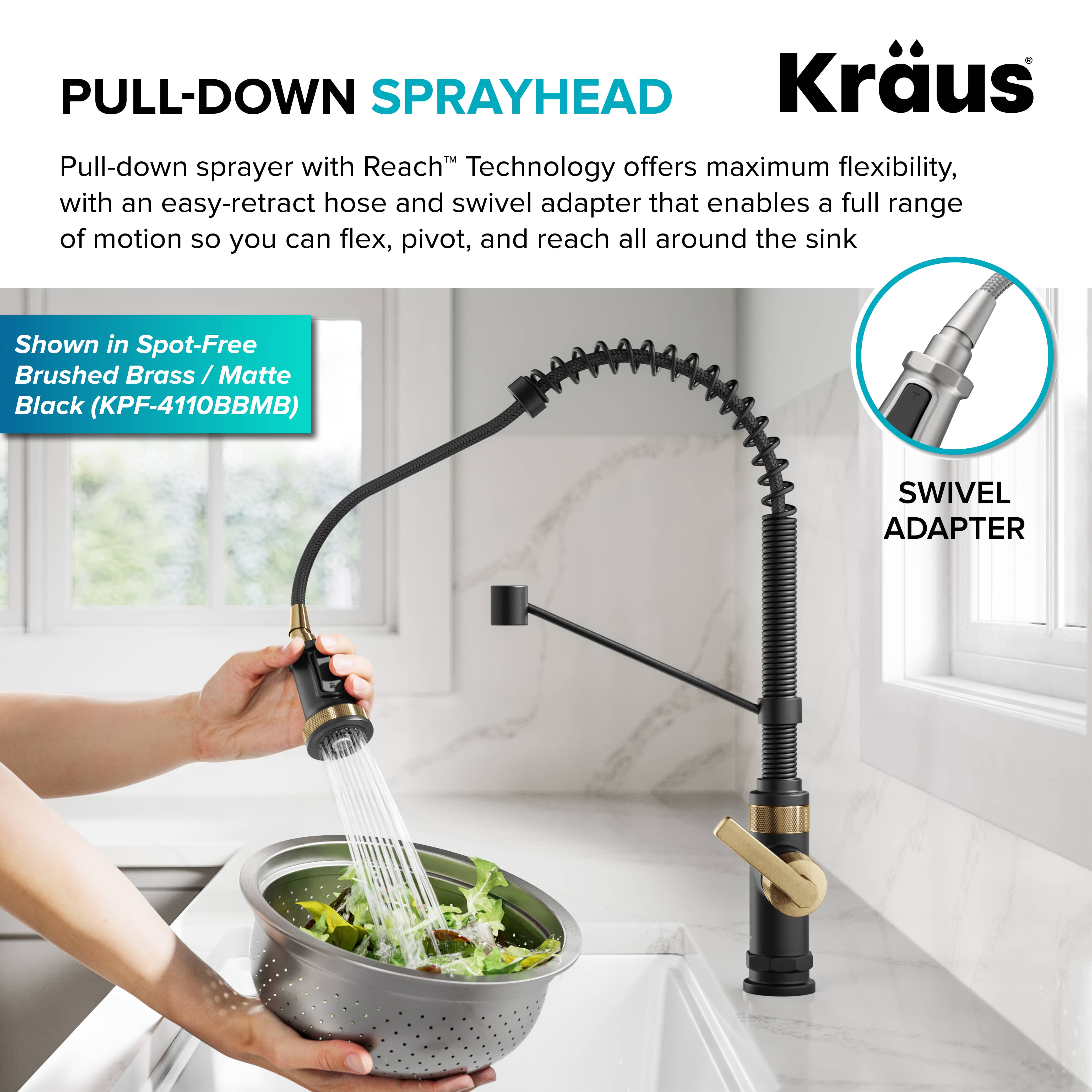 KRAUS Allyn Single Handle Pull Down Kitchen Faucet in Matte Black