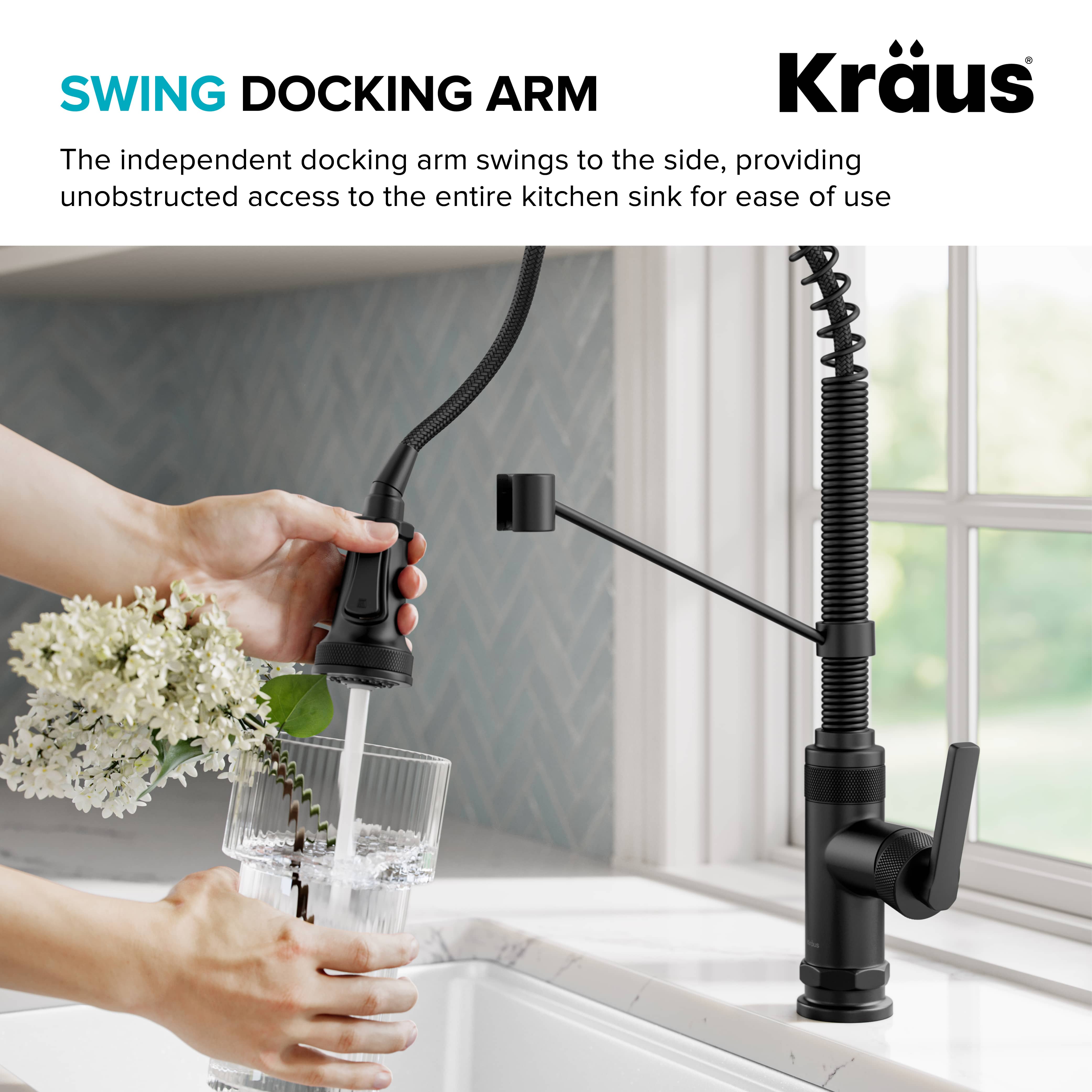 KRAUS Allyn Single Handle Pull Down Kitchen Faucet in Matte Black