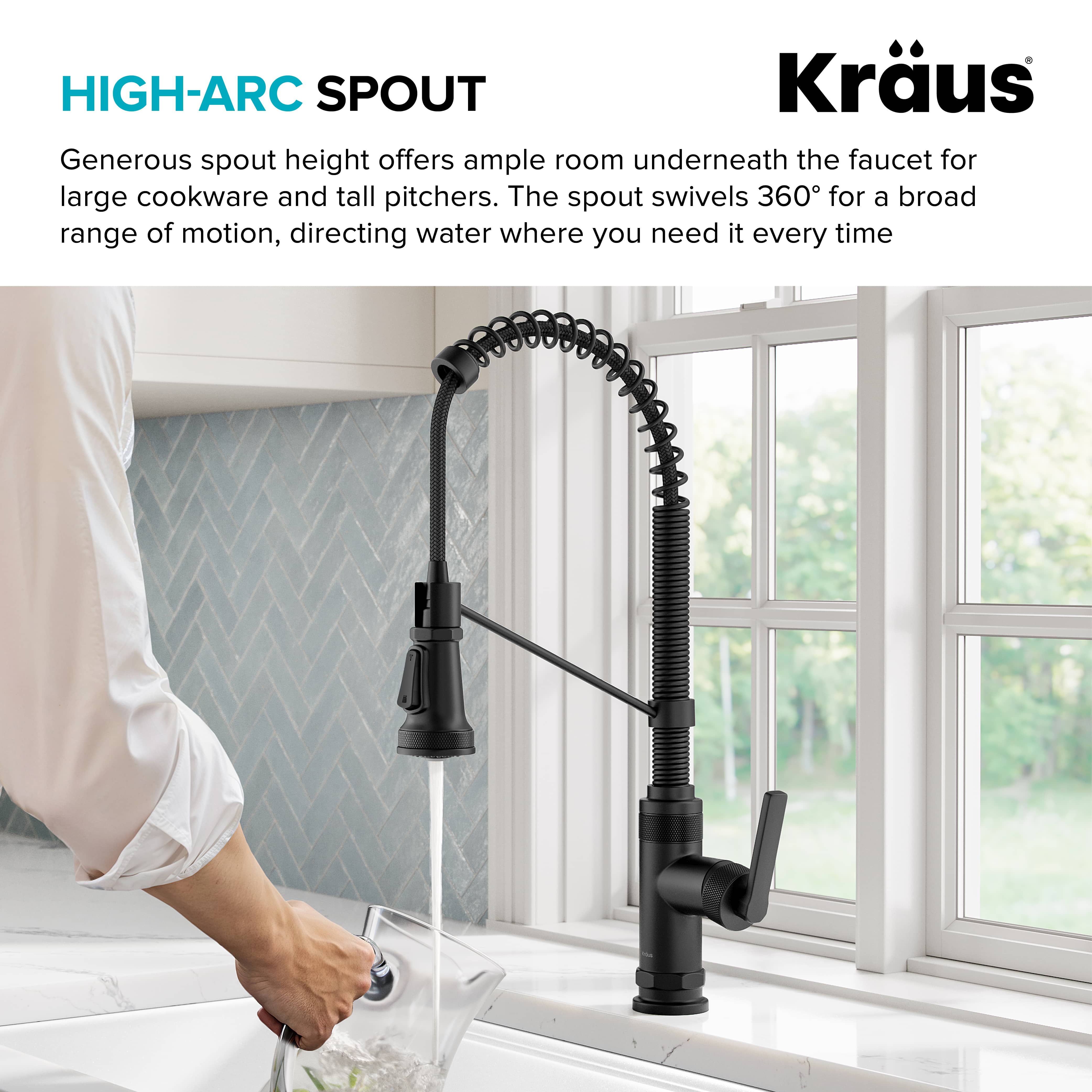 KRAUS Allyn Single Handle Pull Down Kitchen Faucet in Matte Black