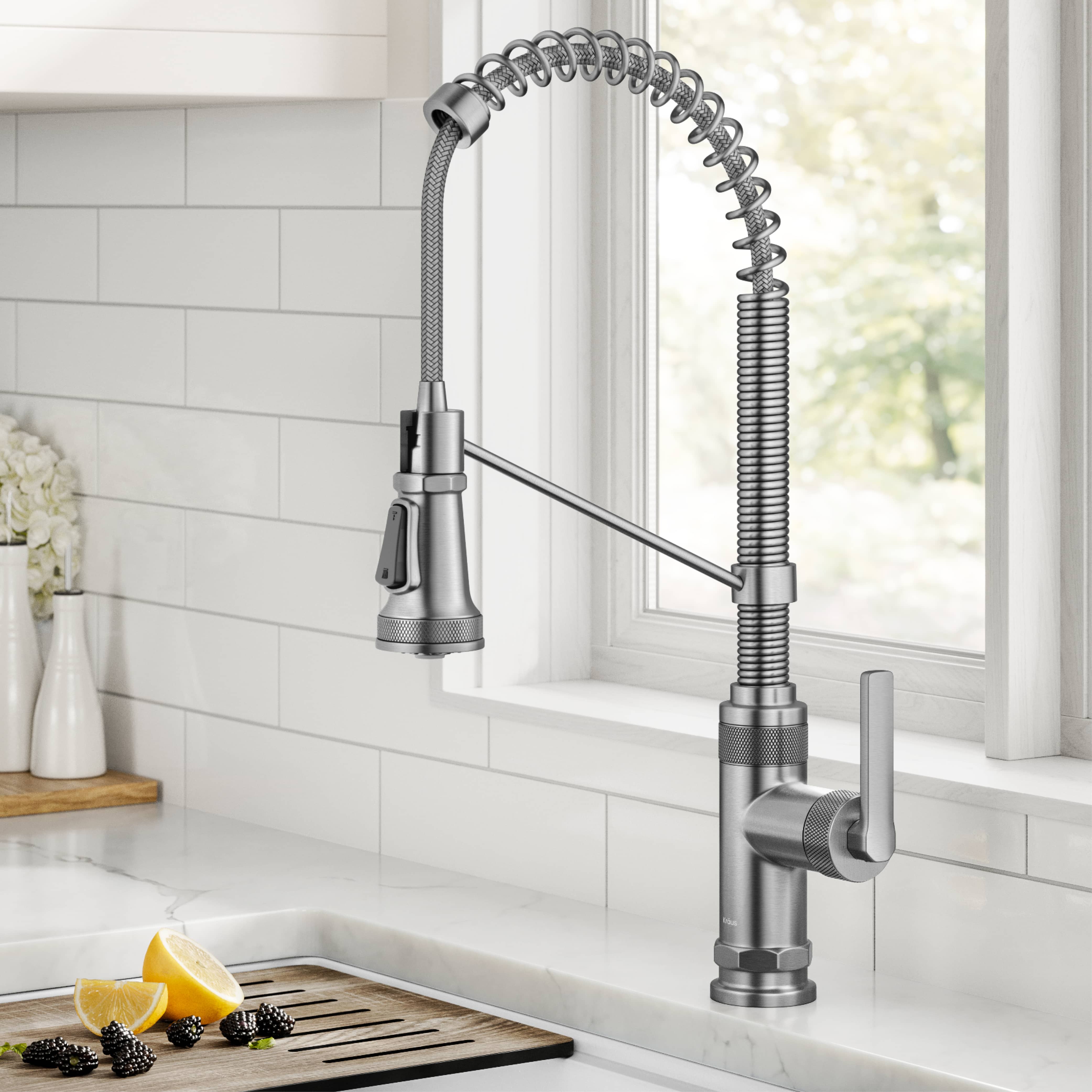 KRAUS Allyn Single Handle Pull Down Kitchen Faucet in Spot-Free Stainless Steel