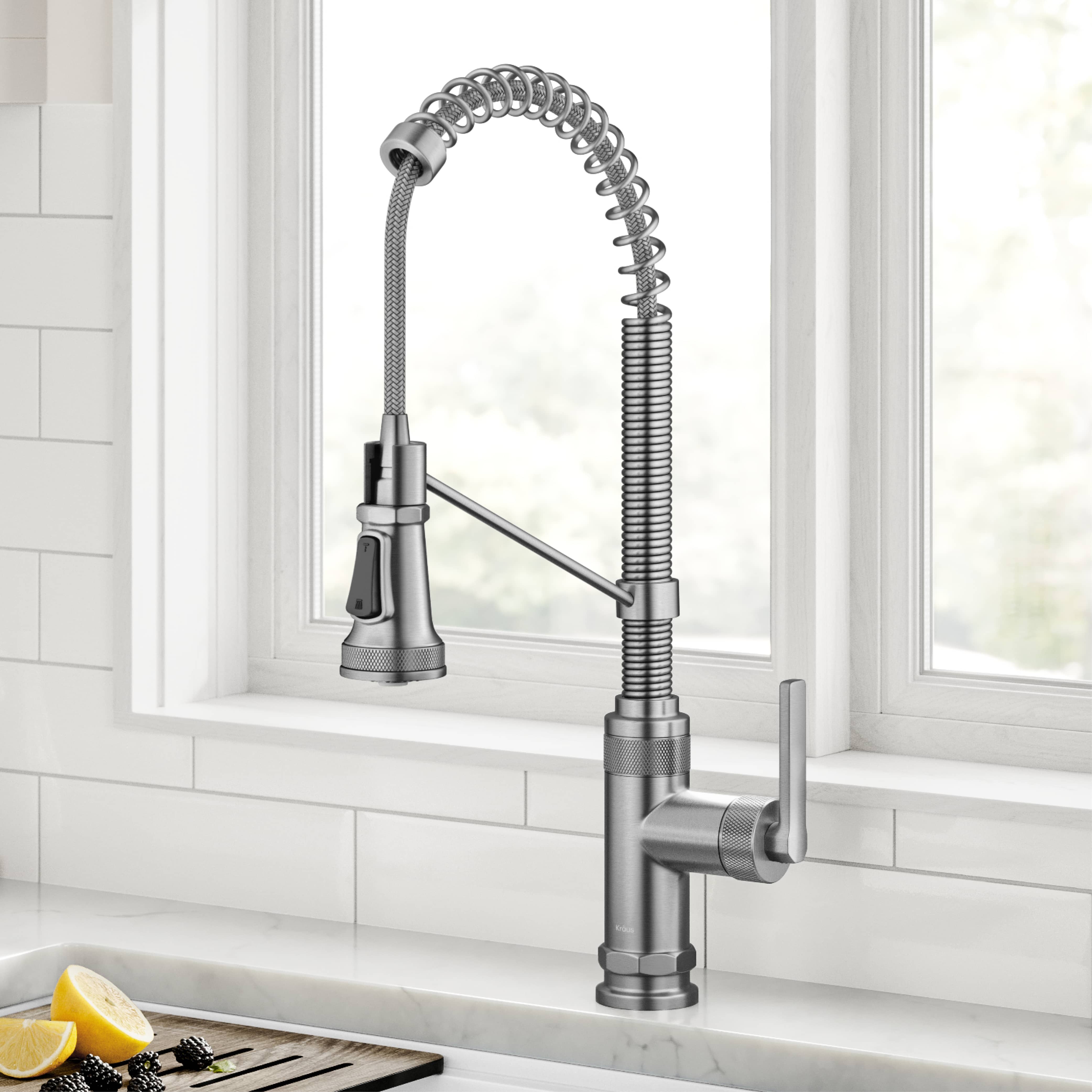 KRAUS Allyn Single Handle Pull Down Kitchen Faucet in Spot-Free Stainless Steel