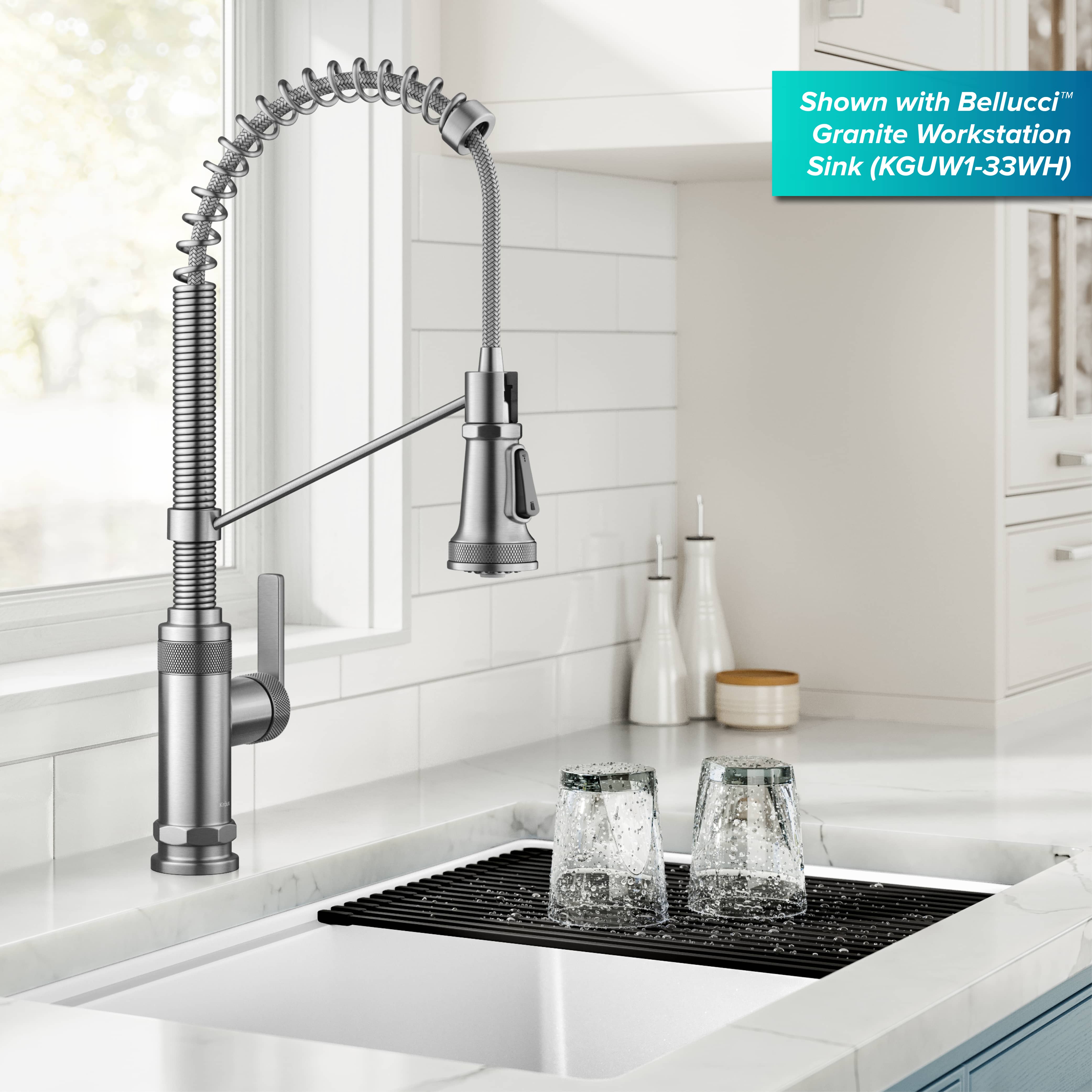 KRAUS Allyn Single Handle Pull Down Kitchen Faucet in Spot-Free Stainless Steel