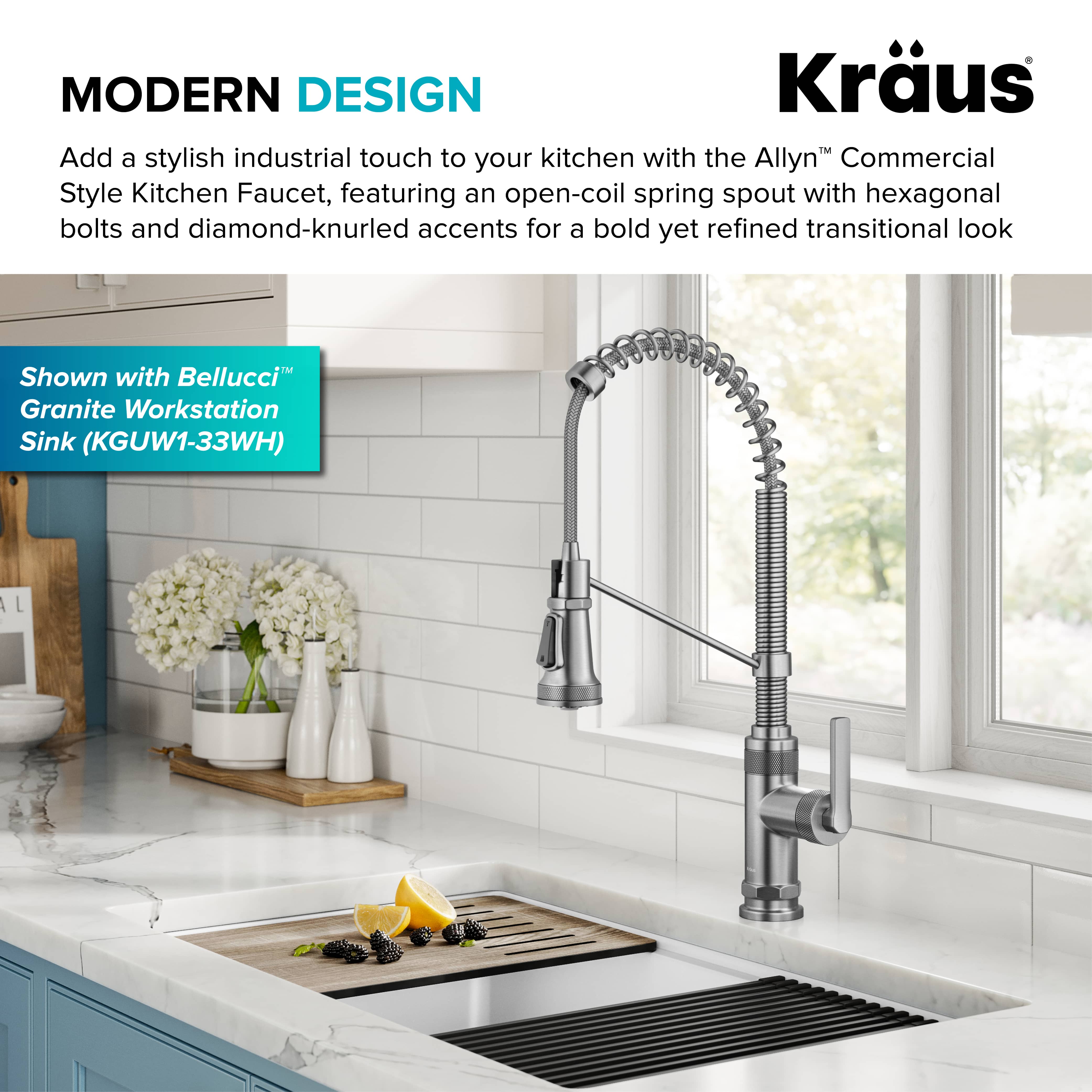 KRAUS Allyn Single Handle Pull Down Kitchen Faucet in Spot-Free Stainless Steel