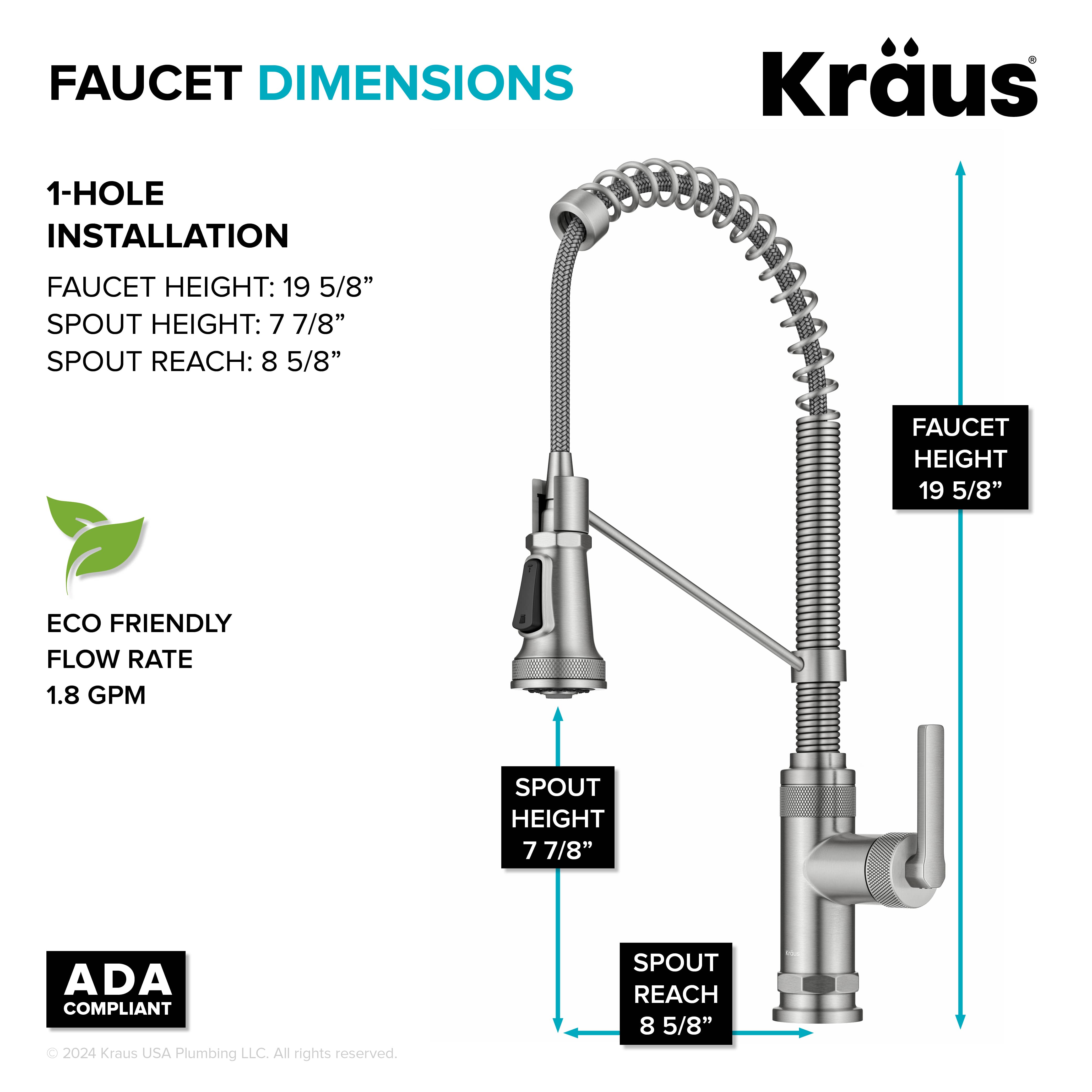 KRAUS Allyn Single Handle Pull Down Kitchen Faucet in Spot-Free Stainless Steel