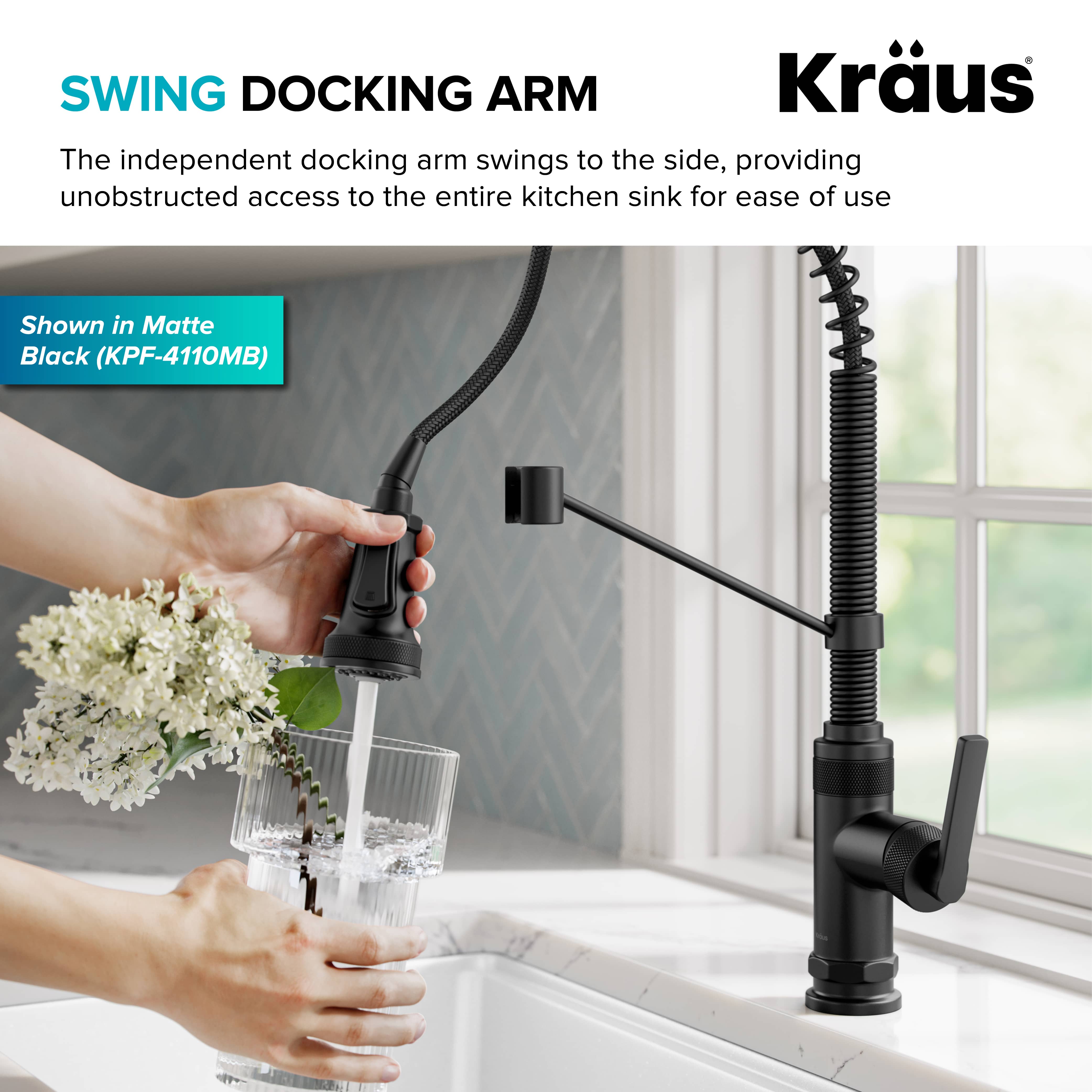 KRAUS Allyn Single Handle Pull Down Kitchen Faucet in Spot-Free Stainless Steel