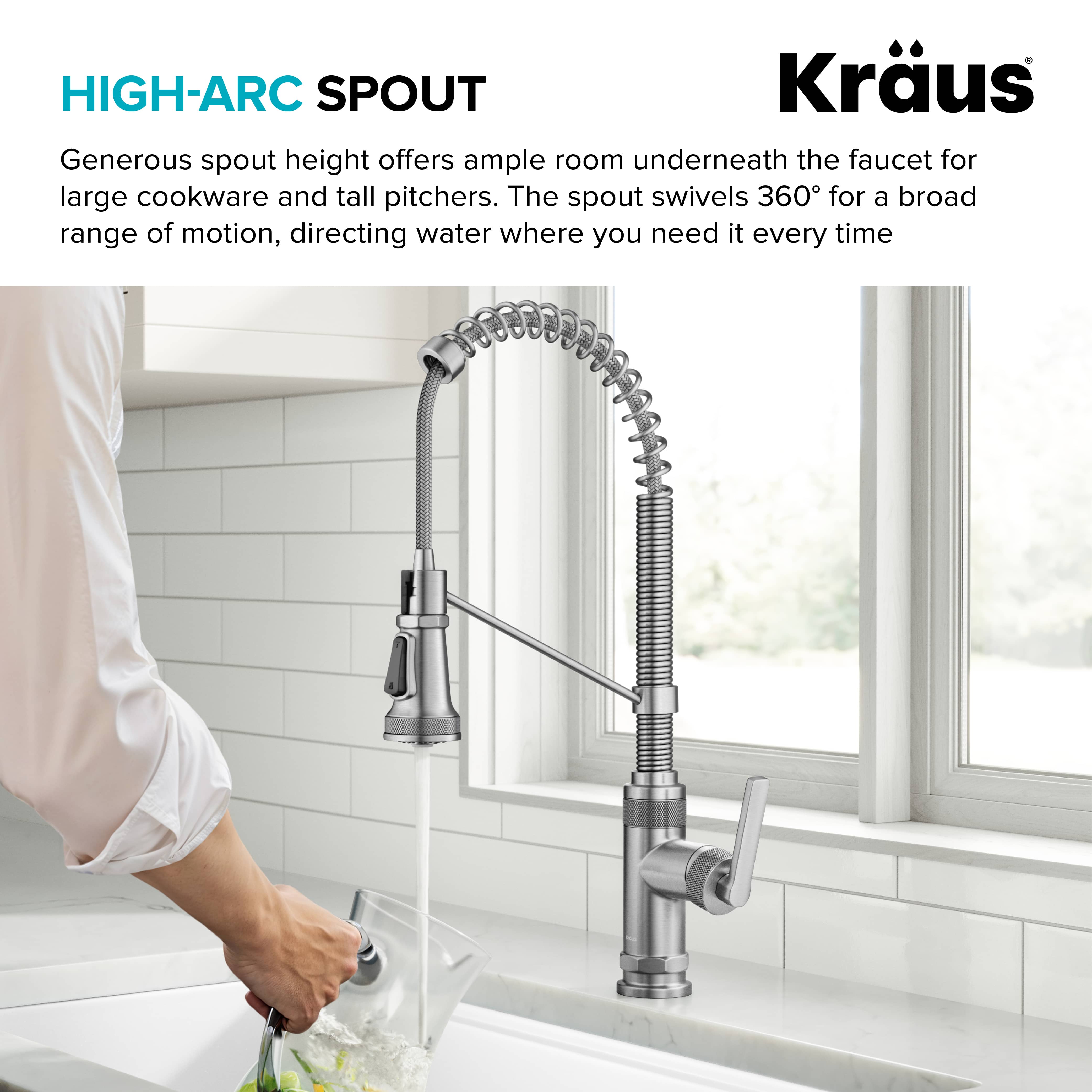 KRAUS Allyn Single Handle Pull Down Kitchen Faucet in Spot-Free Stainless Steel