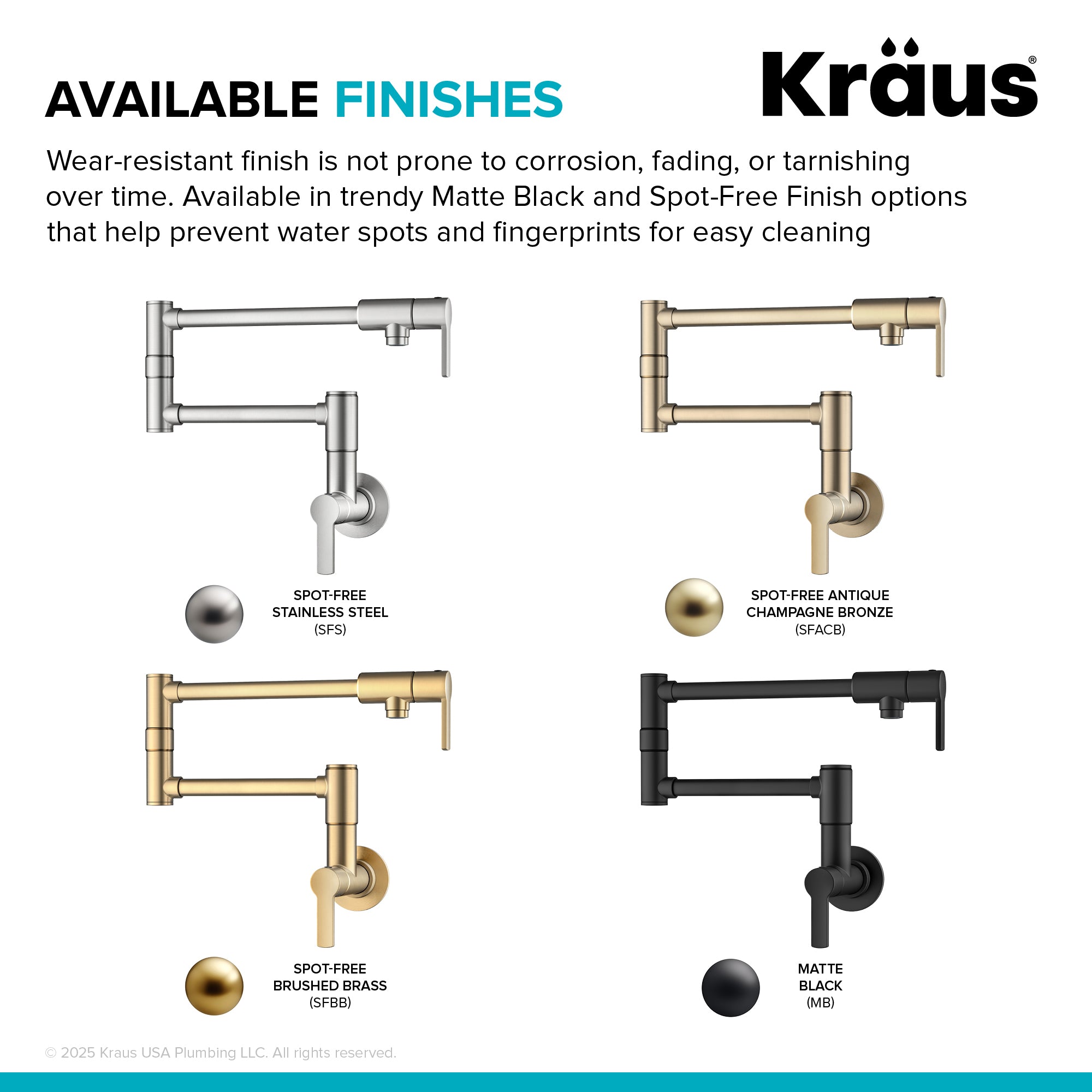 KRAUS Oletto Wall Mount Pot Filler in Matte Black