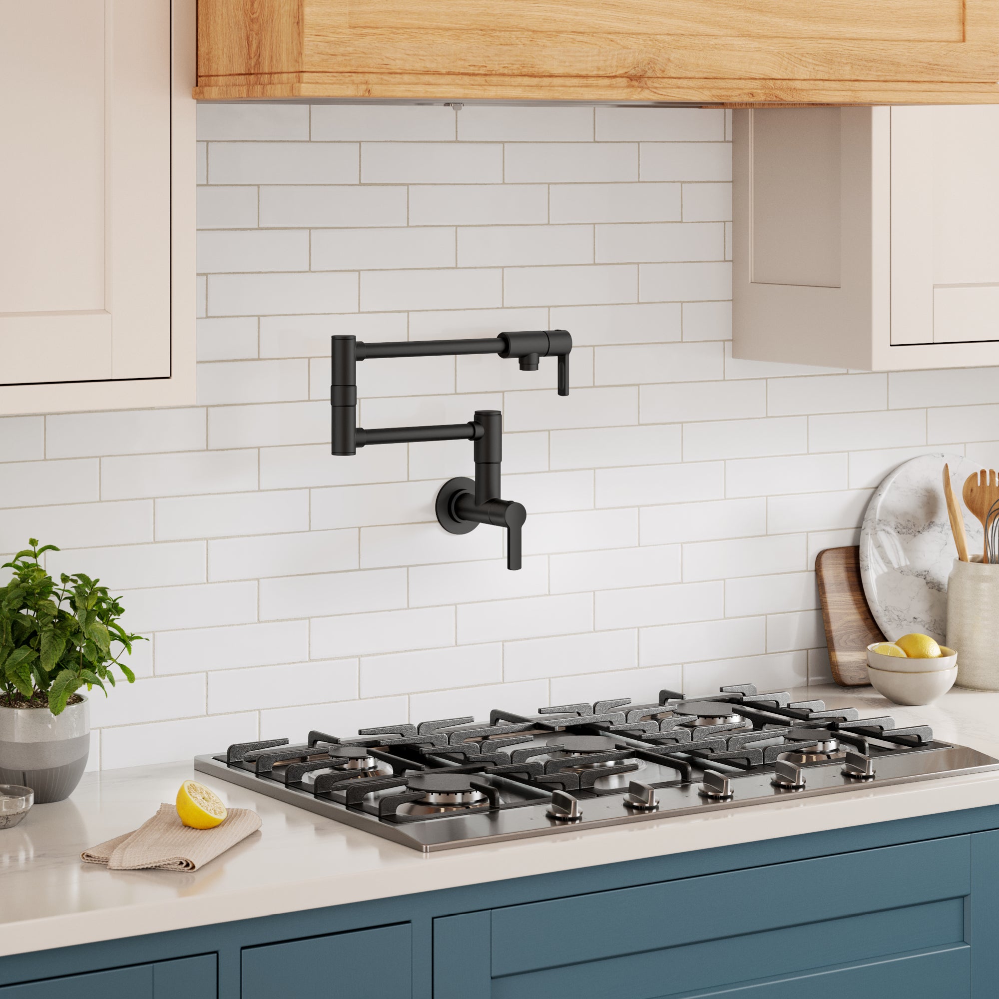KRAUS Oletto Wall Mount Pot Filler in Matte Black