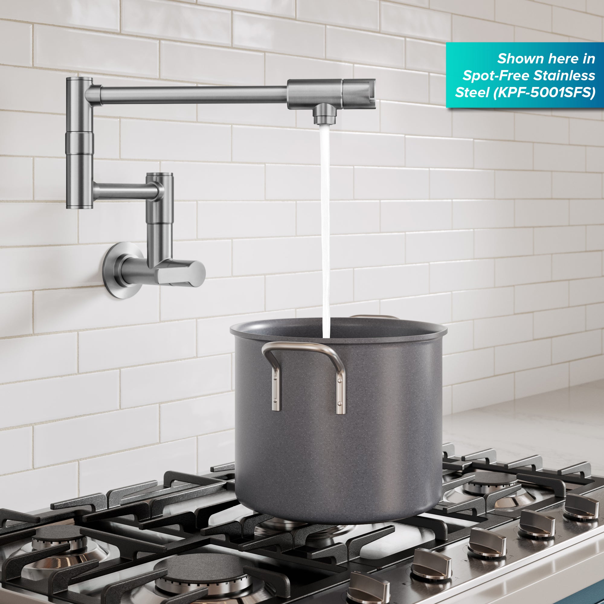 KRAUS Oletto Wall Mount Pot Filler in Matte Black