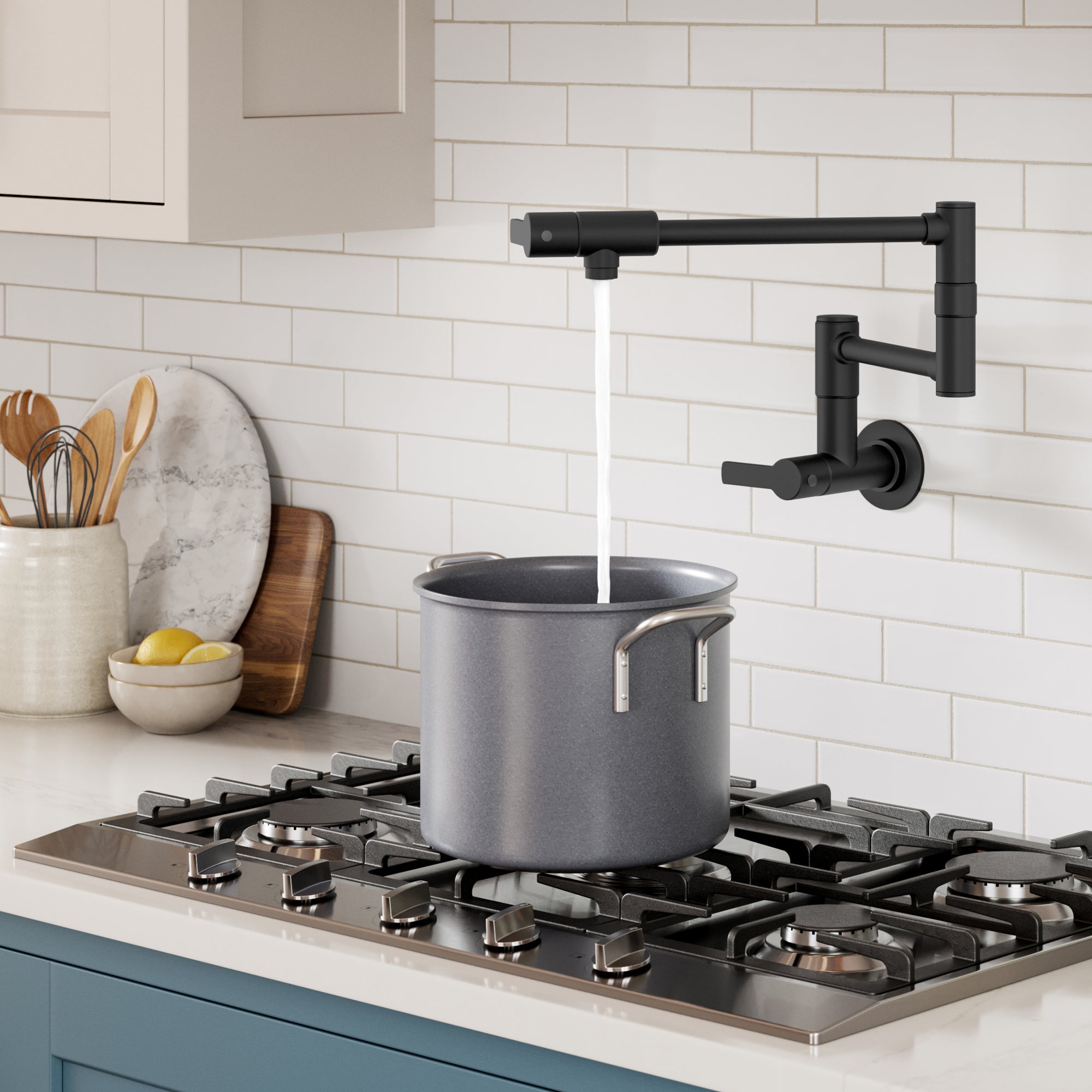 KRAUS Oletto Wall Mount Pot Filler in Matte Black