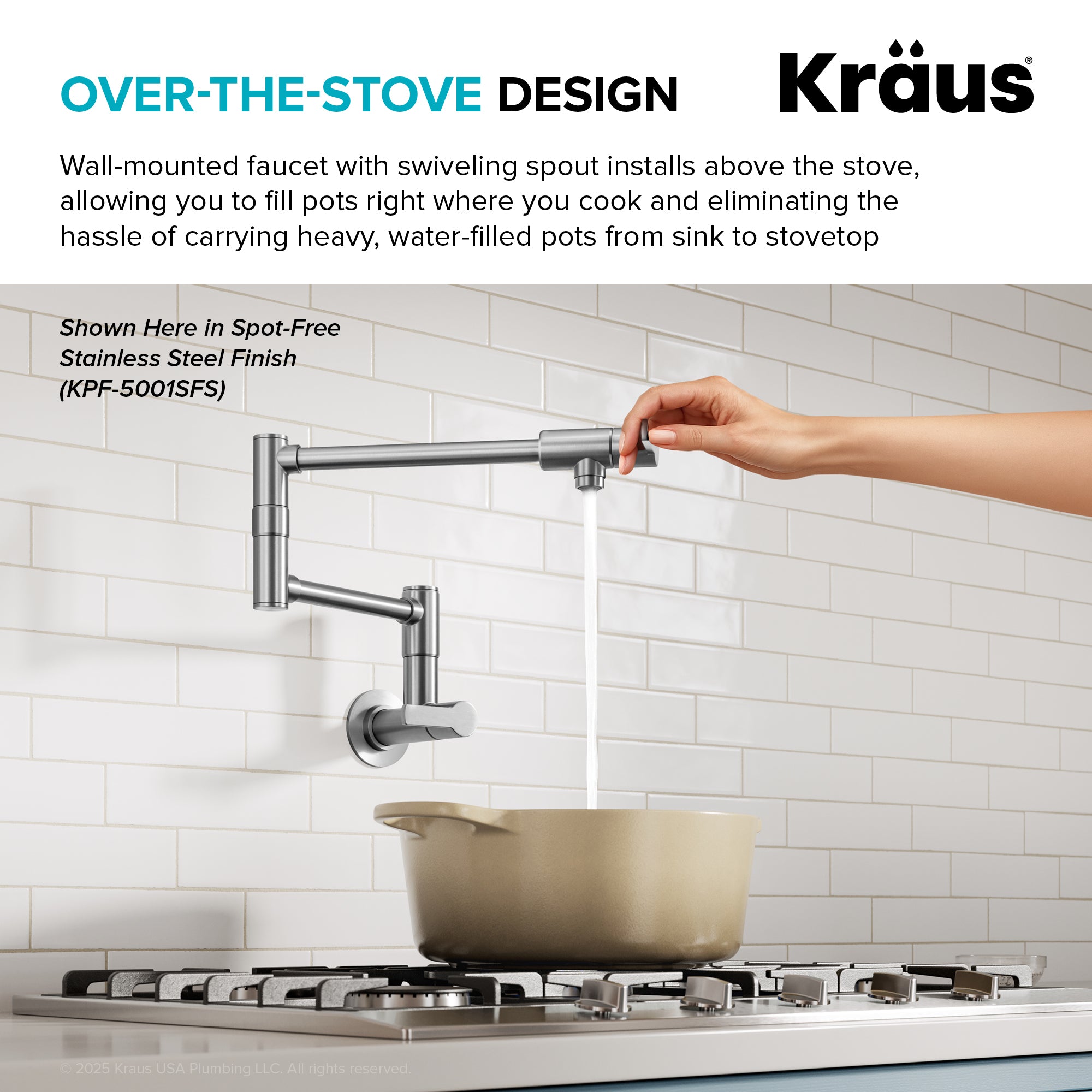 KRAUS Oletto Wall Mount Pot Filler in Matte Black