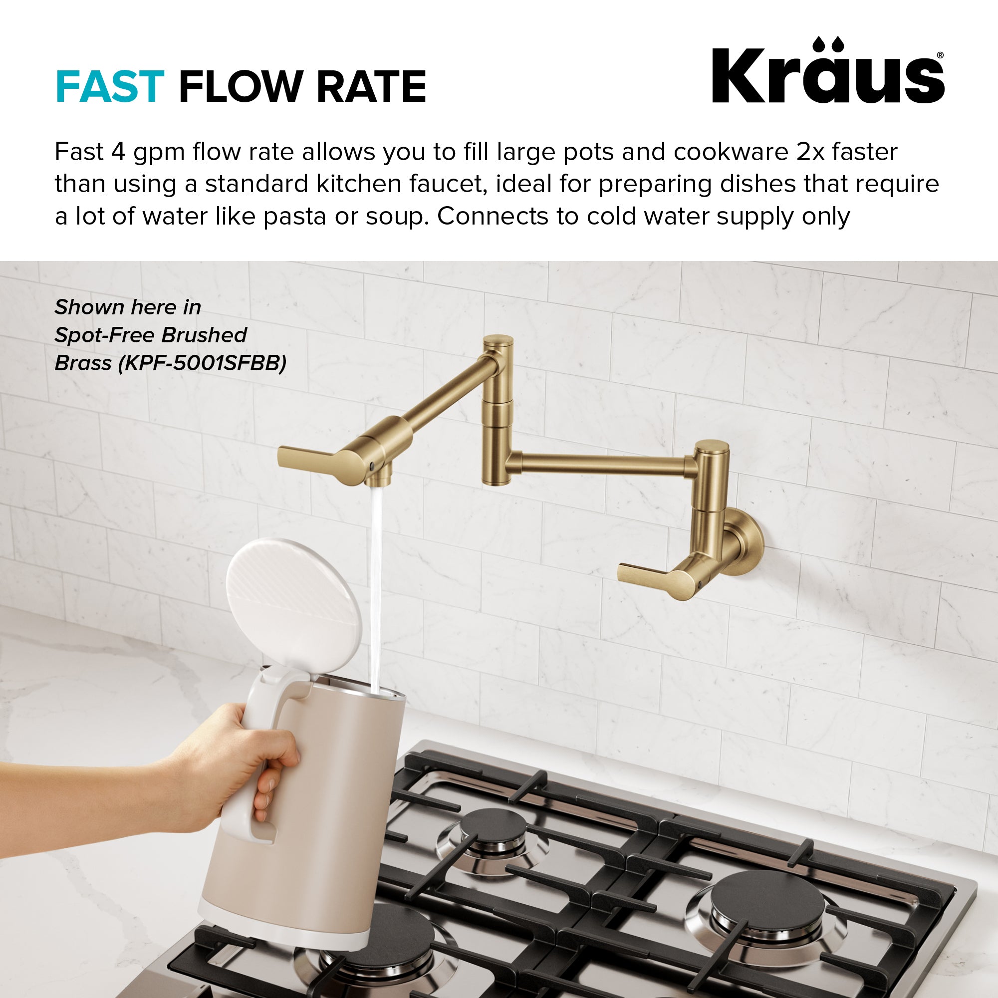 KRAUS Oletto Wall Mount Pot Filler in Matte Black