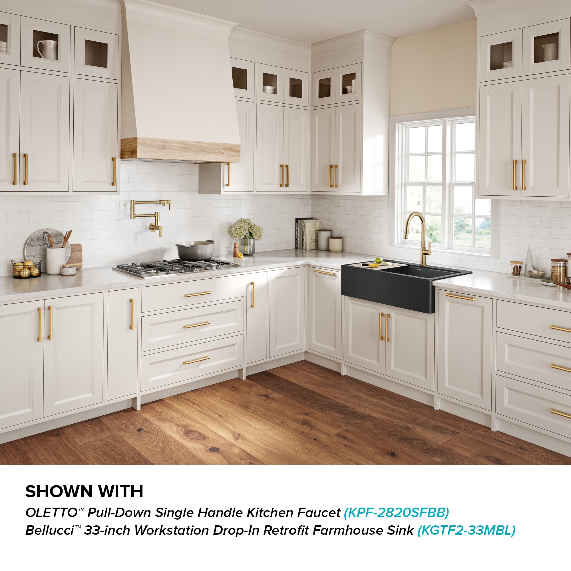 KRAUS Oletto Wall Mount Pot Filler in Brushed Brass