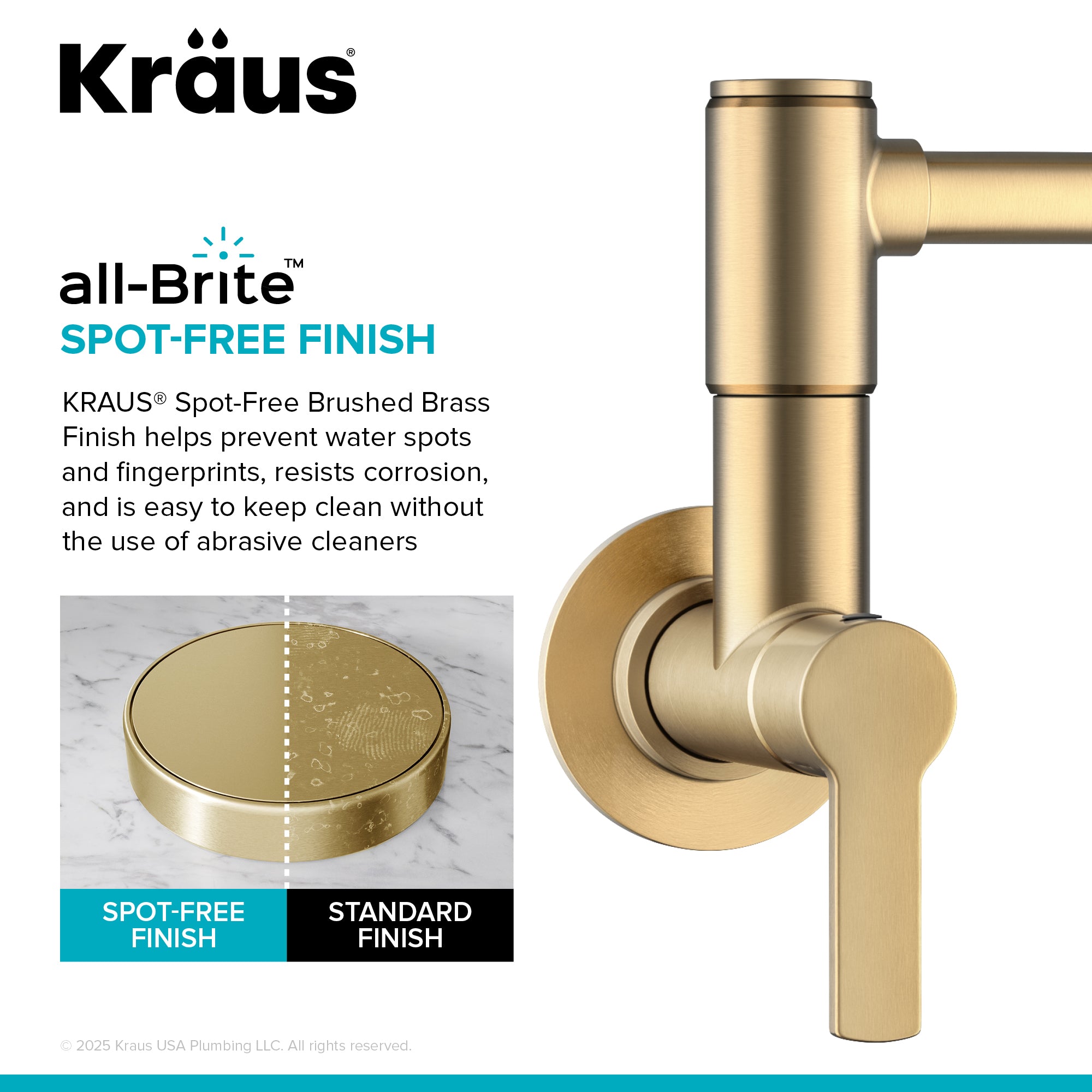 KRAUS Oletto Wall Mount Pot Filler in Brushed Brass