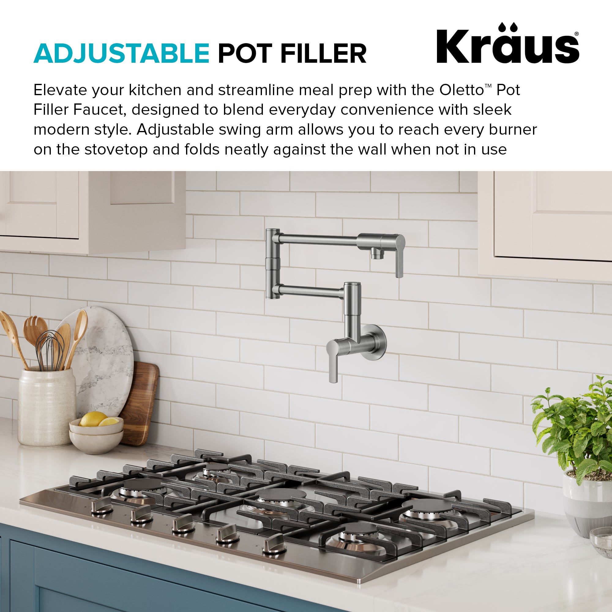 KRAUS Oletto Wall Mount Pot Filler in Spot Free Stainless