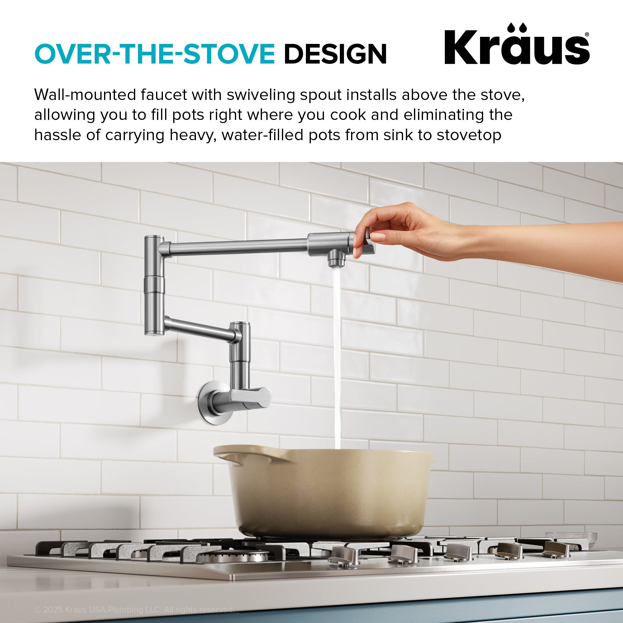 KRAUS Oletto Wall Mount Pot Filler in Spot Free Stainless