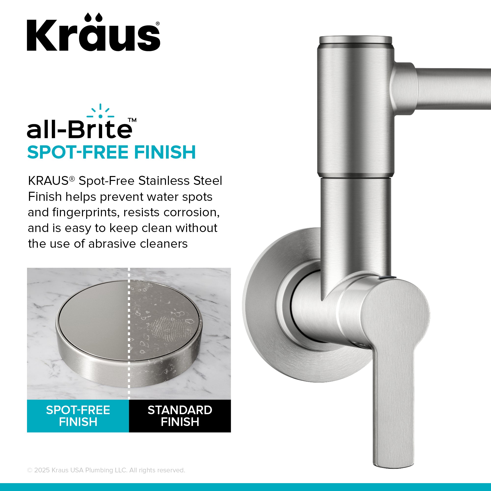 KRAUS Oletto Wall Mount Pot Filler in Spot Free Stainless