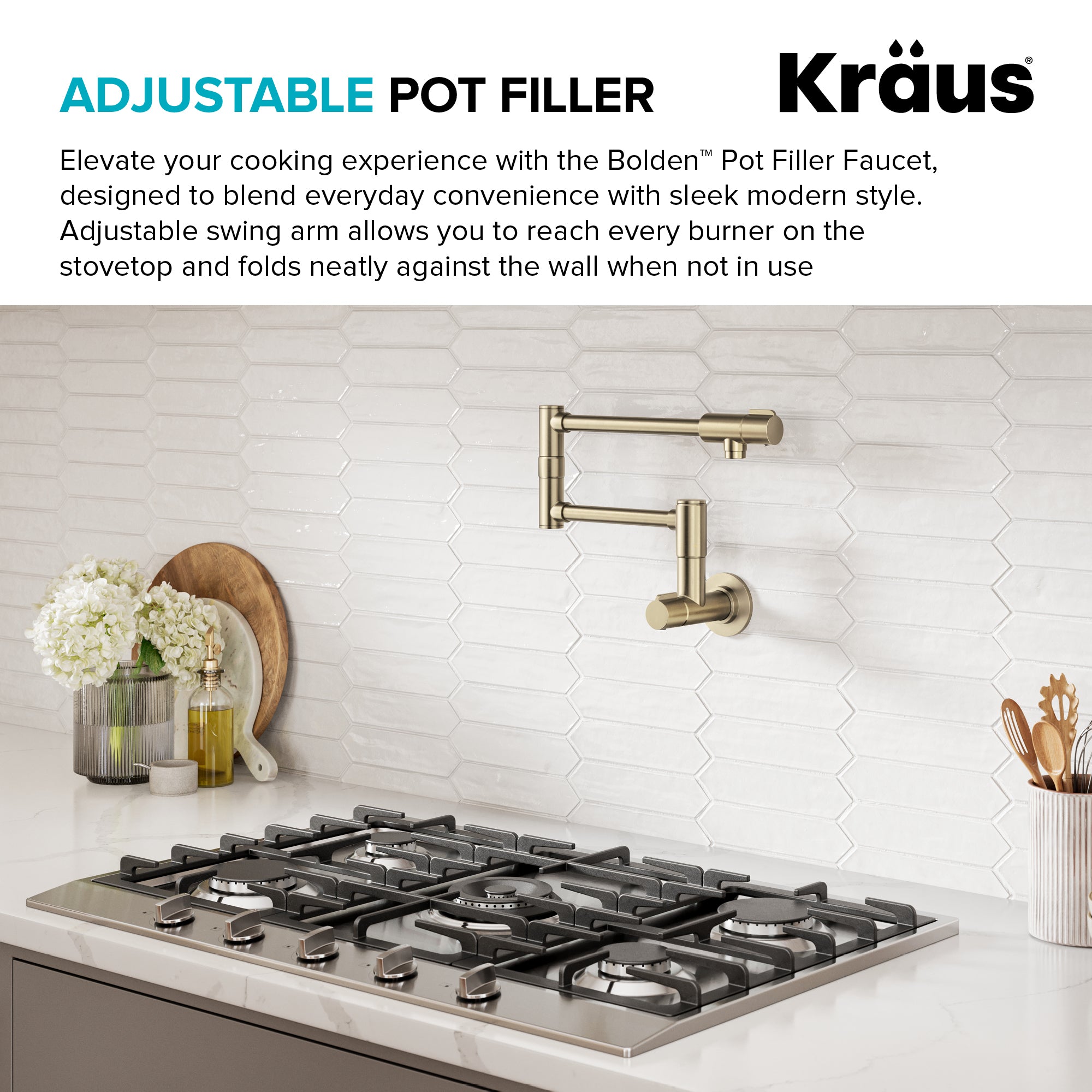 KRAUS Bolden Wall Mount Pot Filler in Antique Champagne Bronze
