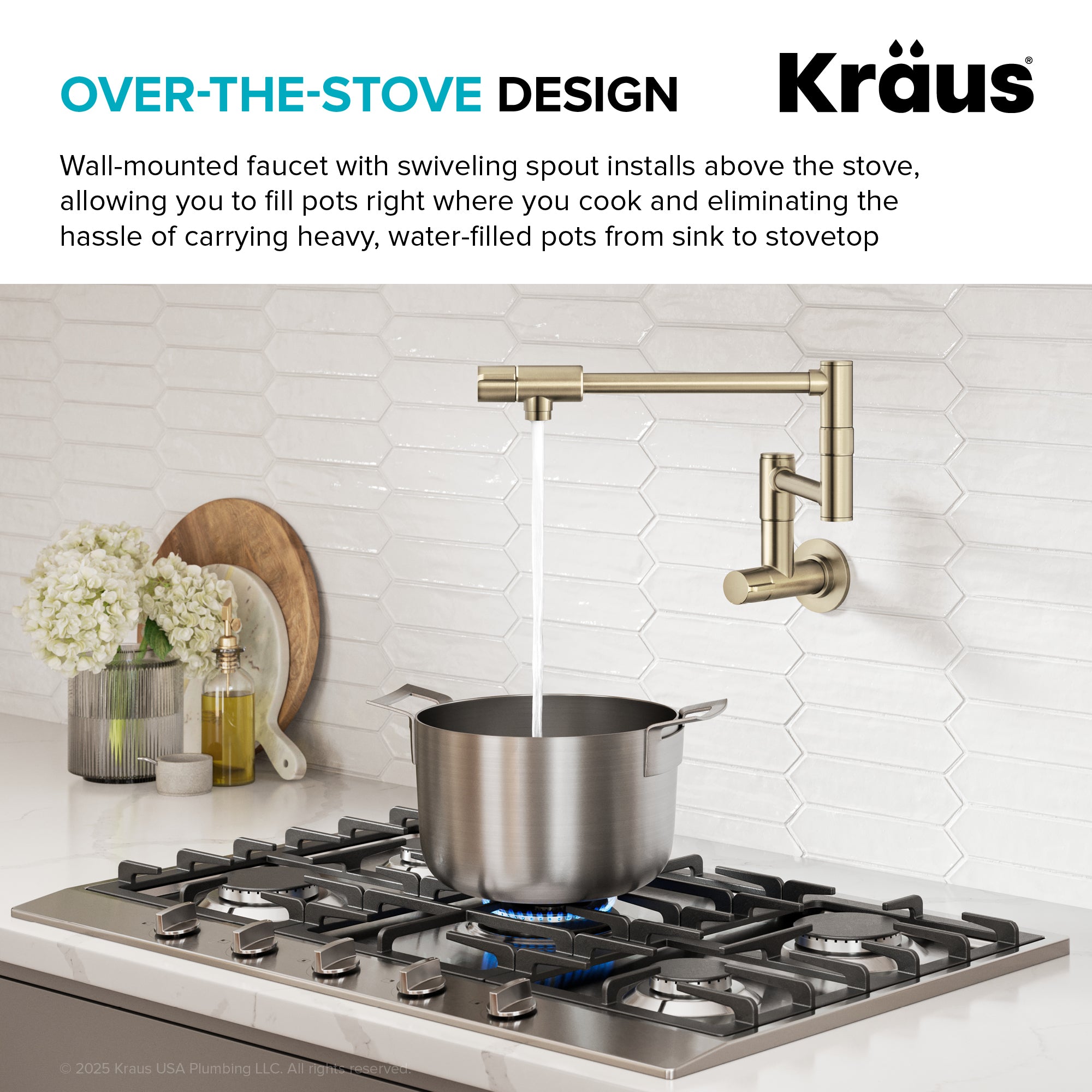 KRAUS Bolden Wall Mount Pot Filler in Antique Champagne Bronze