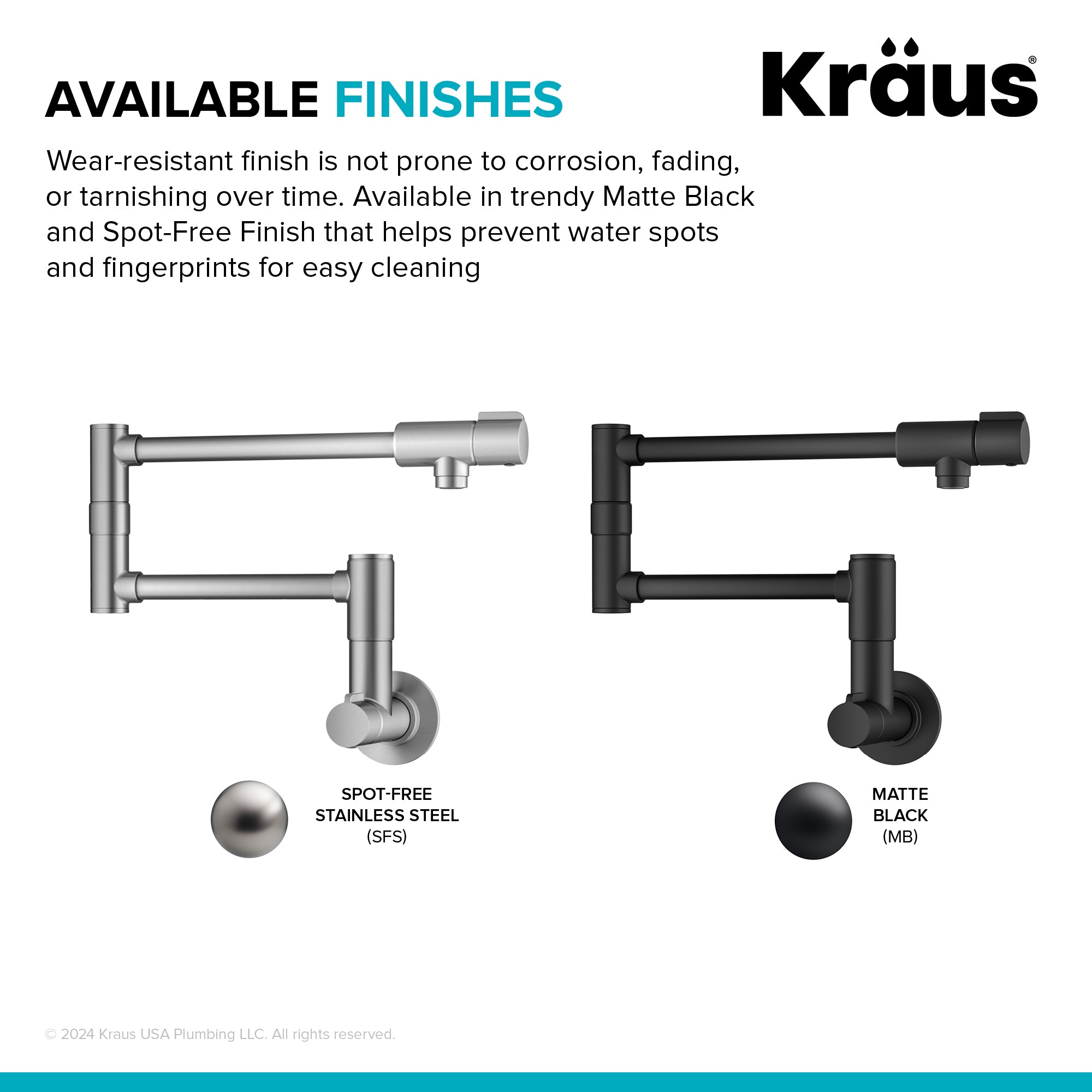 KRAUS Spot Free Stainless Wall Mounted Pot Filler