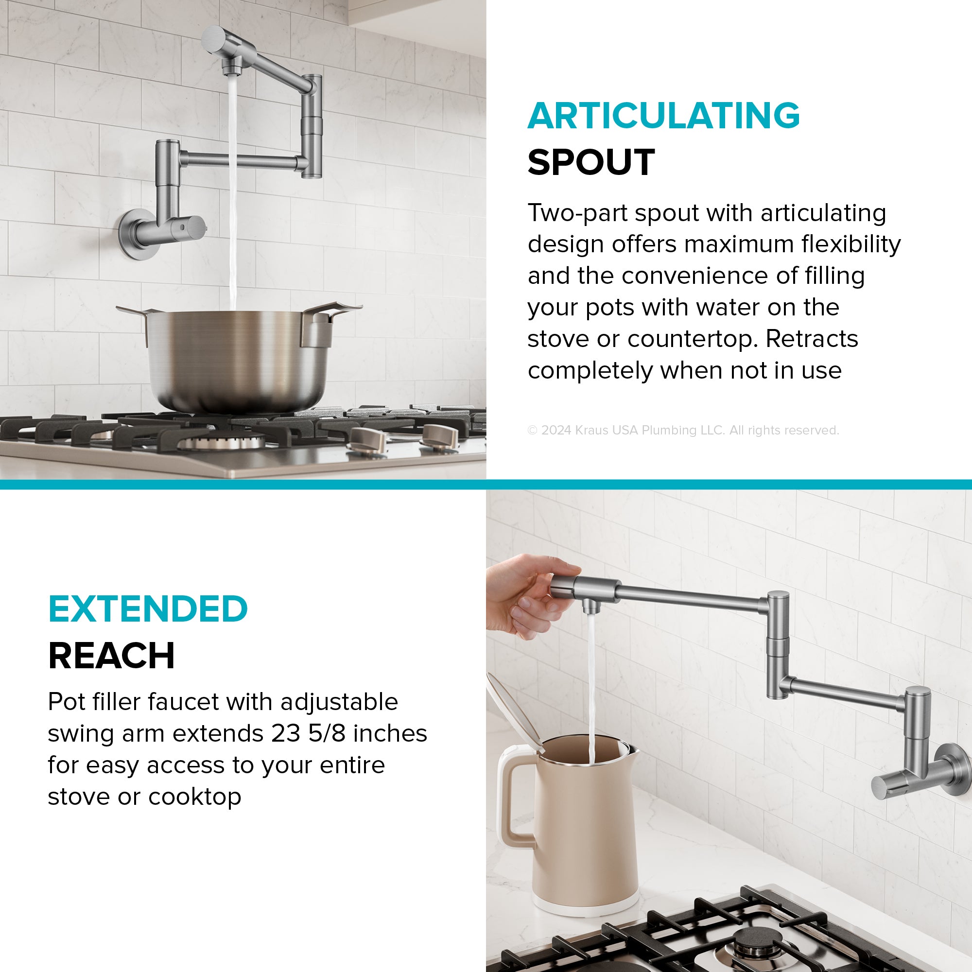 KRAUS Spot Free Stainless Wall Mounted Pot Filler