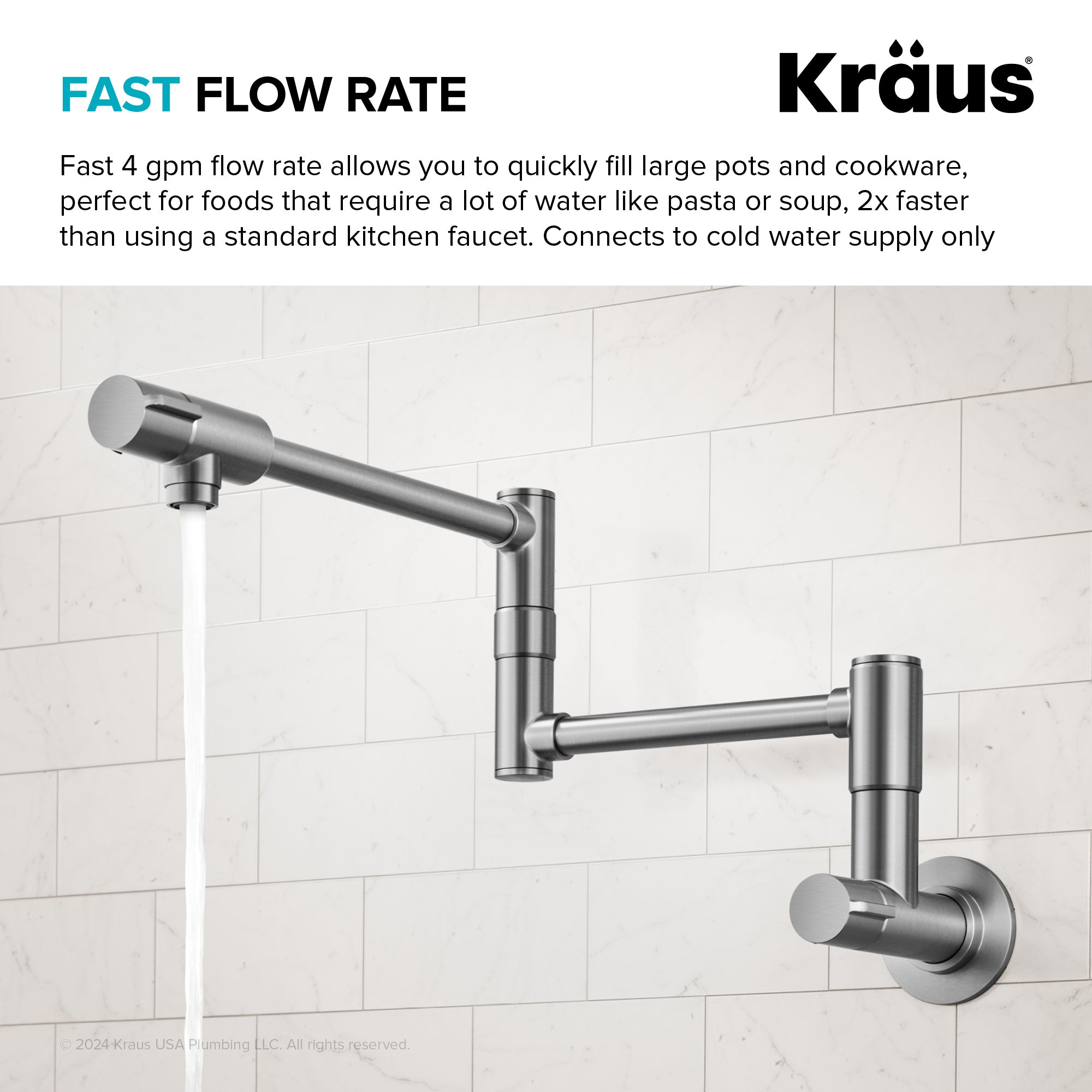 KRAUS Spot Free Stainless Wall Mounted Pot Filler